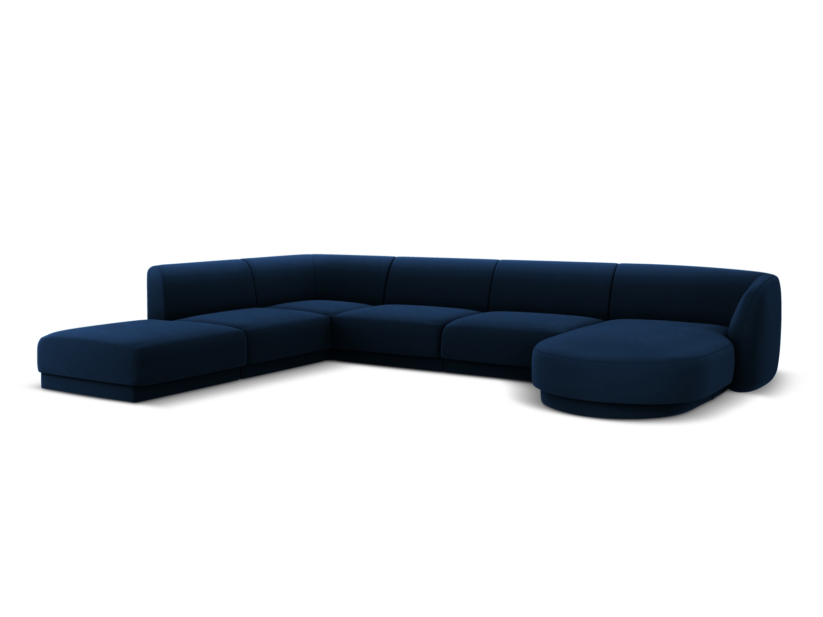 Velvet Panoramic Left Corner Sofa, "Miley", 6 Seats, 330x255x70