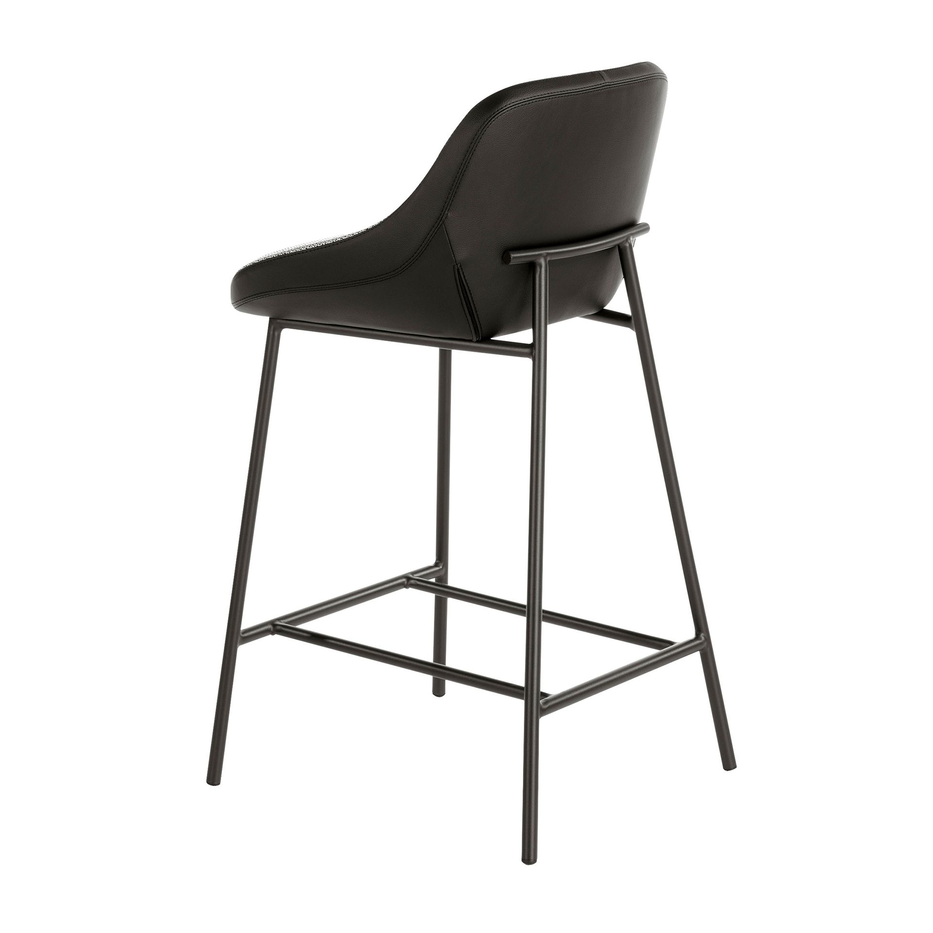Grey fabric and black leatherette stool