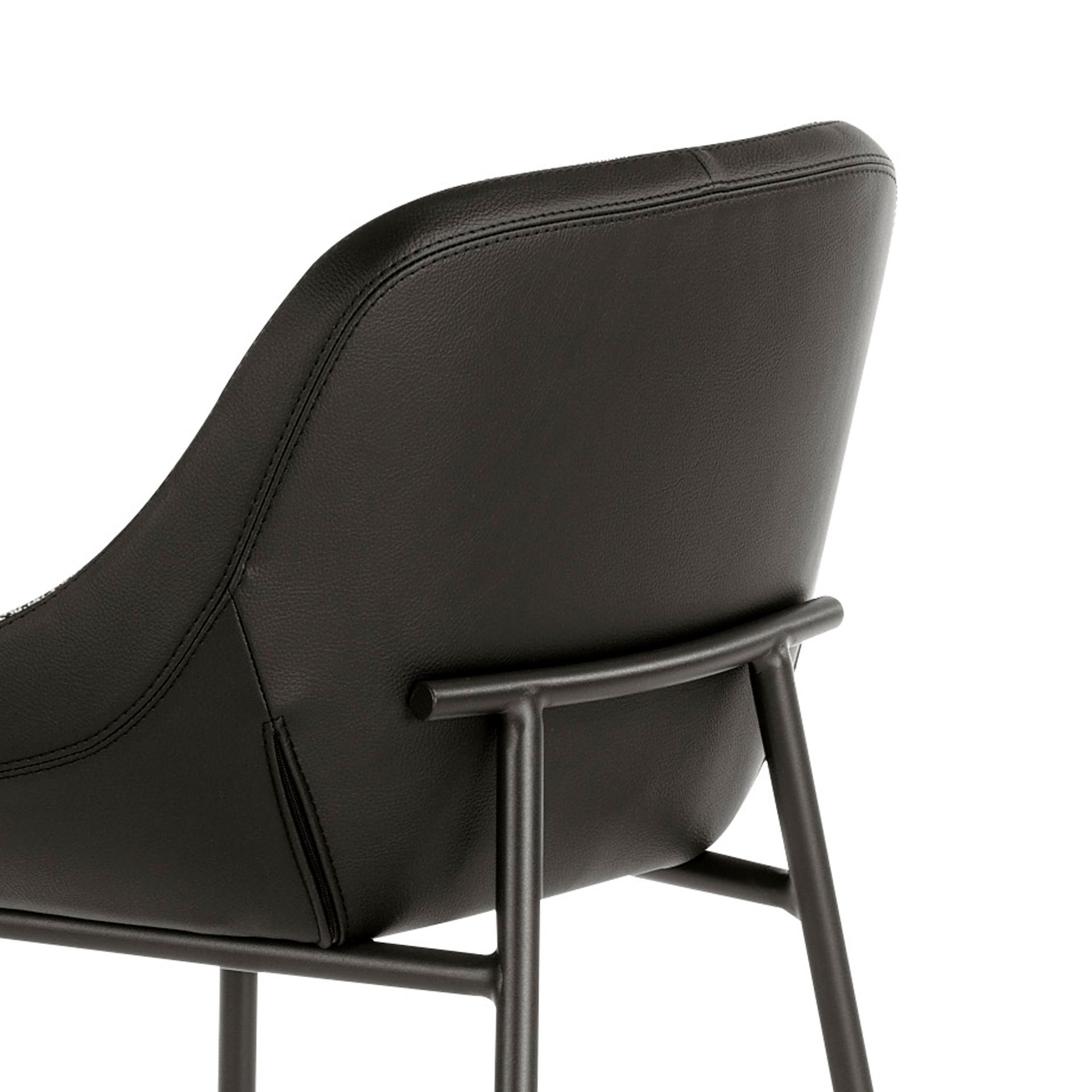 Grey fabric and black leatherette stool