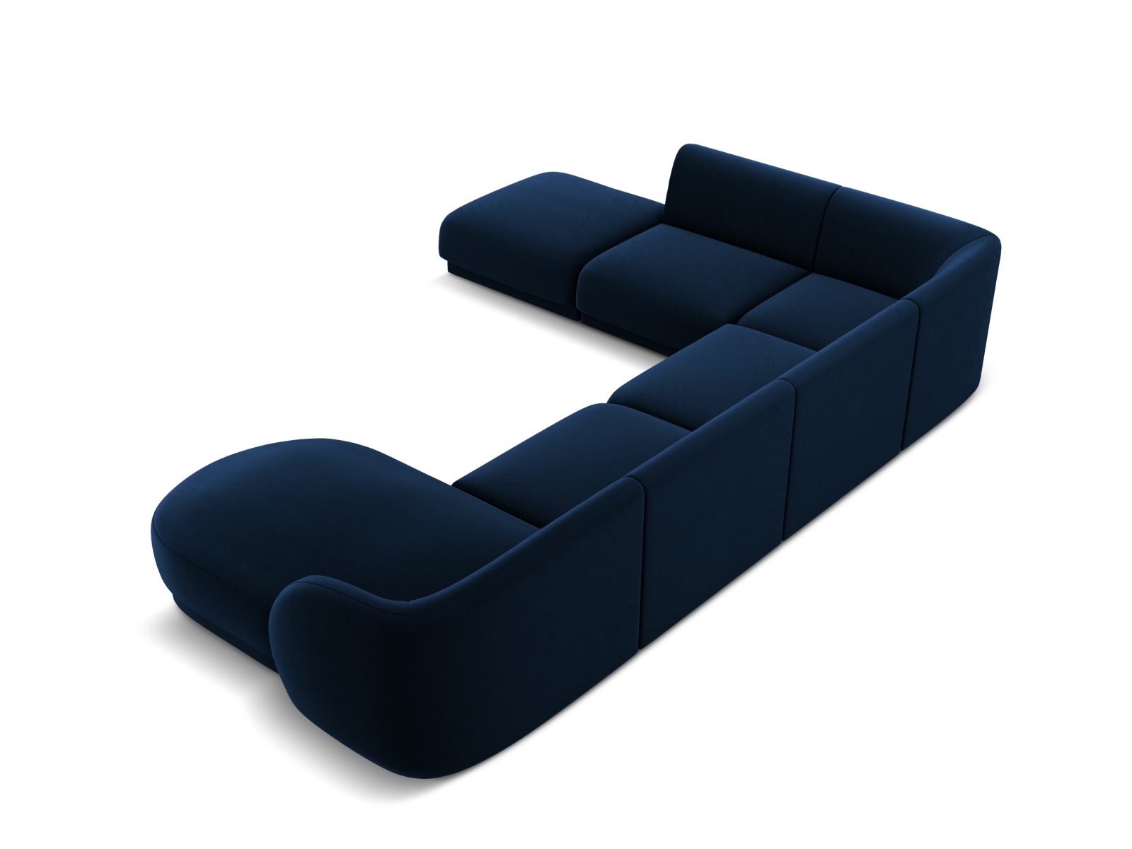 Velvet Panoramic Left Corner Sofa, "Miley", 6 Seats, 330x255x70