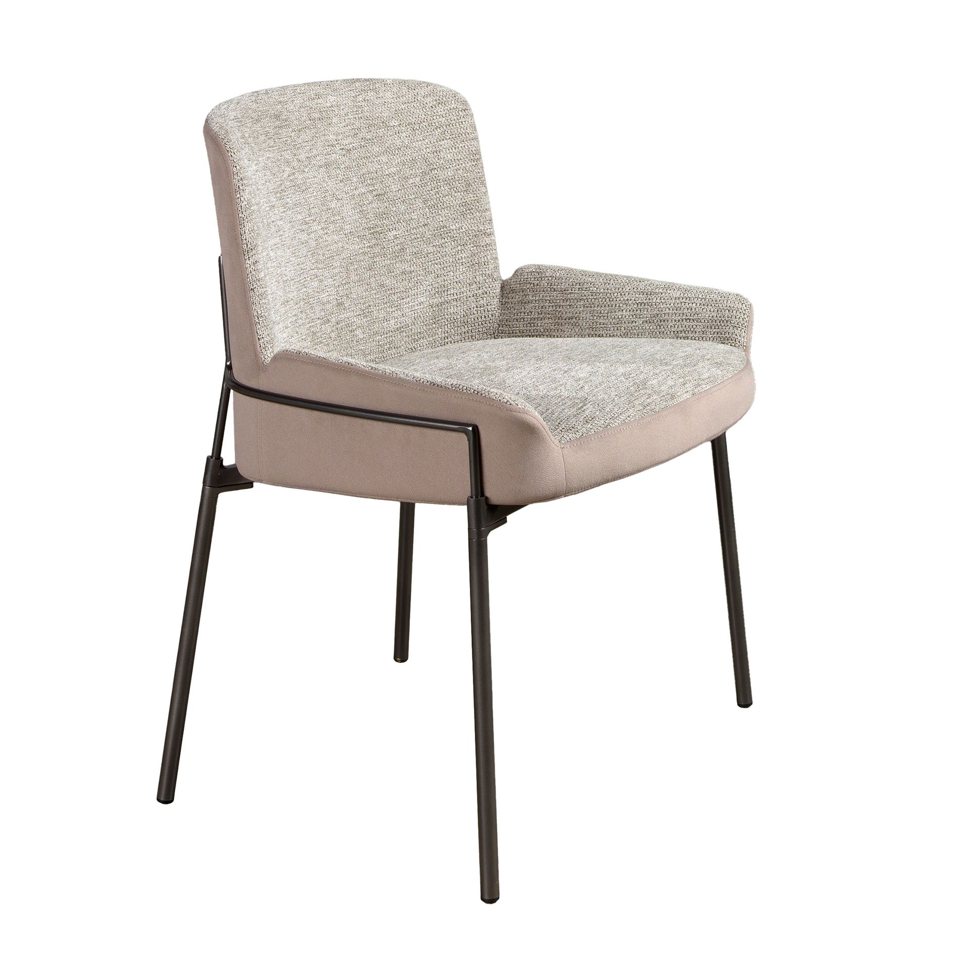 Grey fabric and brown velvet chair