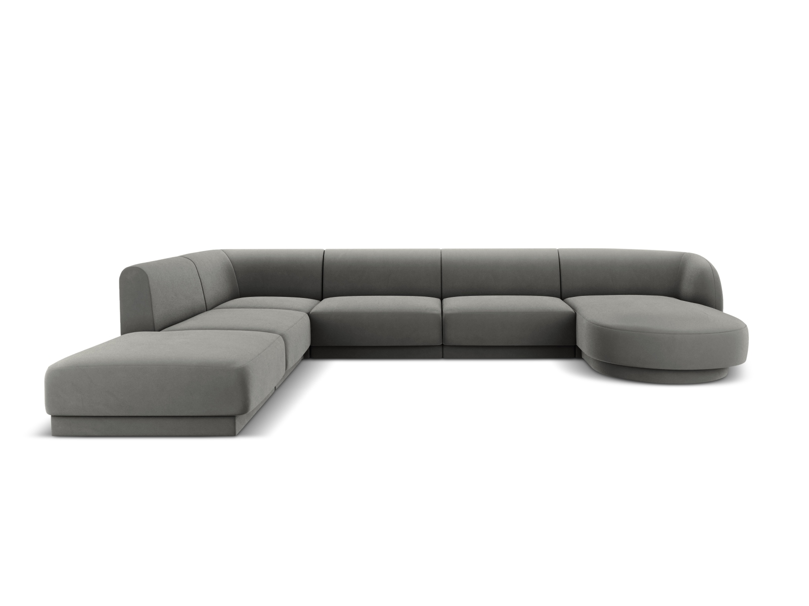 Velvet Panoramic Left Corner Sofa, "Miley", 6 Seats, 330x255x70