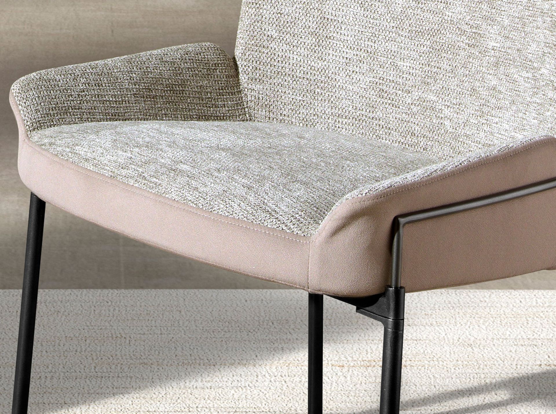 Grey fabric and brown velvet chair