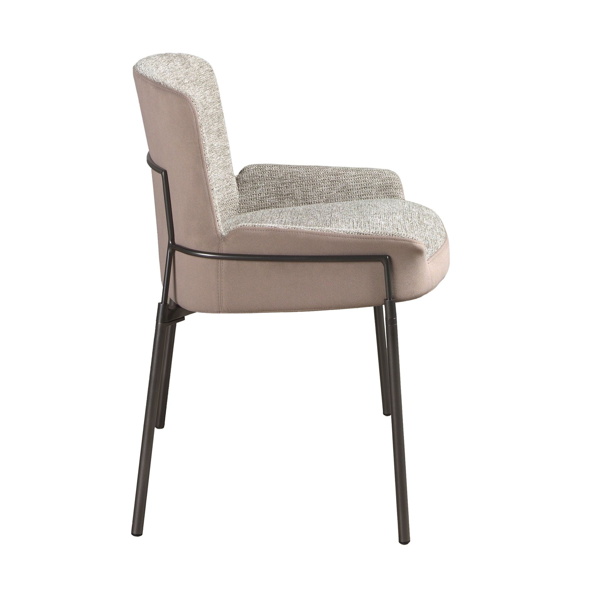 Grey fabric and brown velvet chair