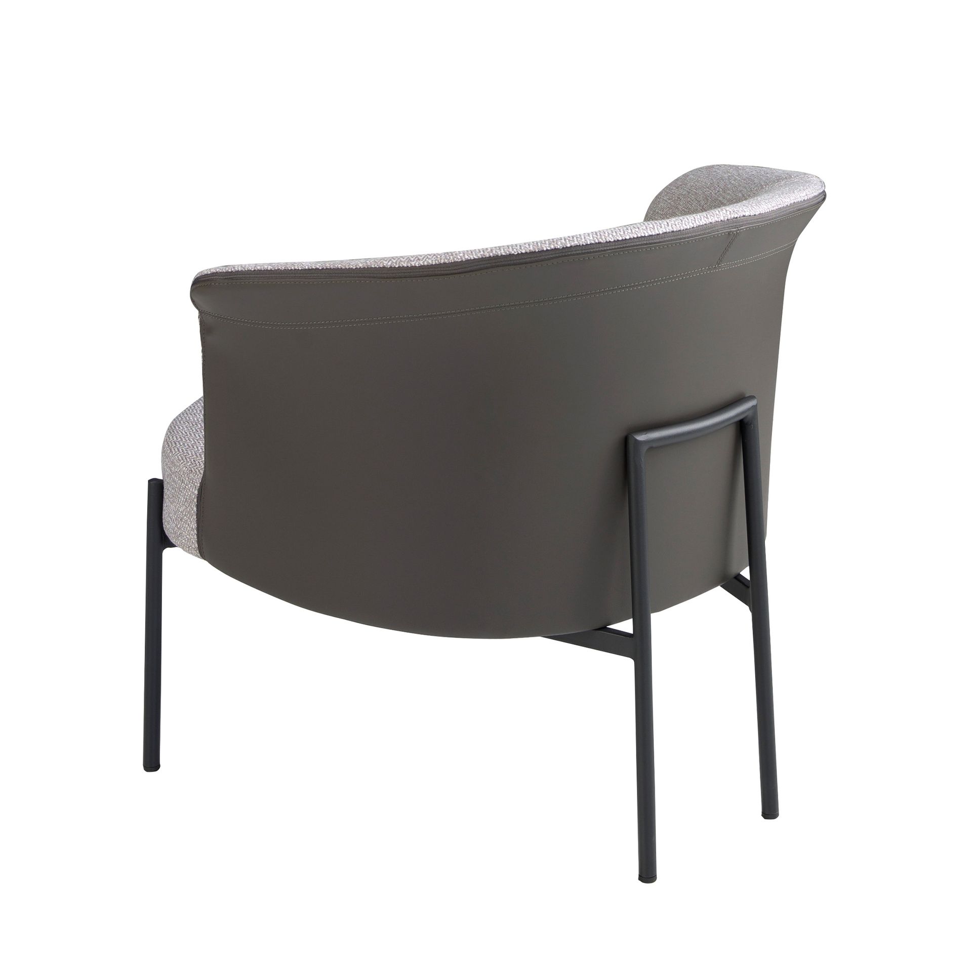Grey fabric and dark grey leatherette armchair