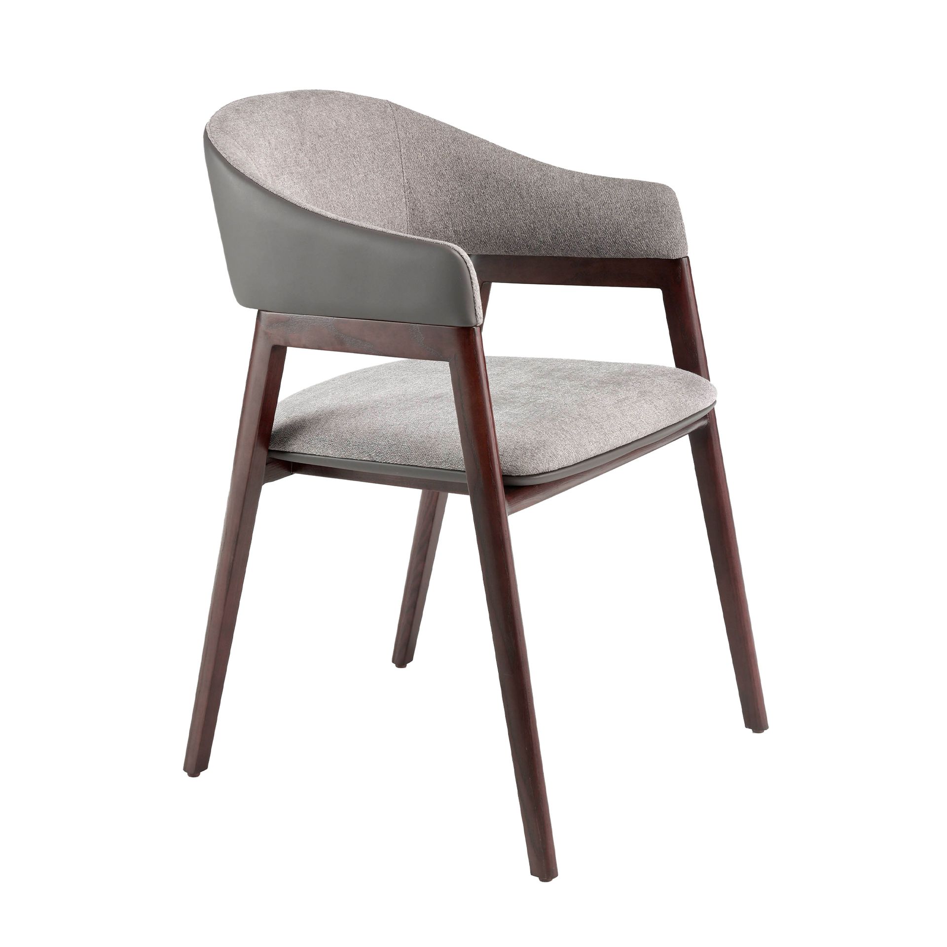 Grey fabric and dark mink leatherette chair