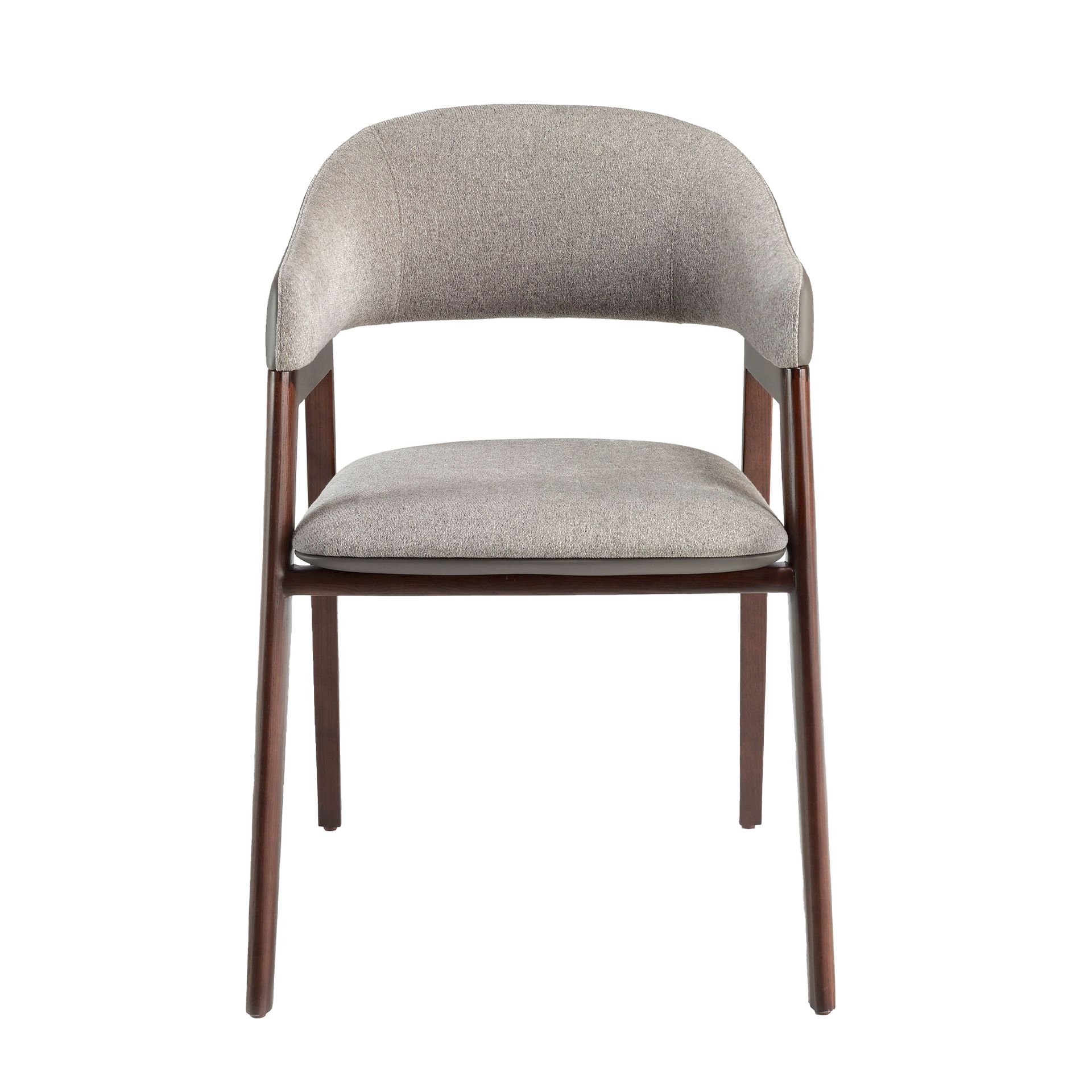 Grey fabric and dark mink leatherette chair