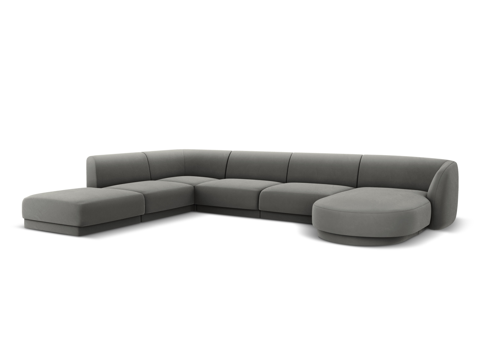 Velvet Panoramic Left Corner Sofa, "Miley", 6 Seats, 330x255x70