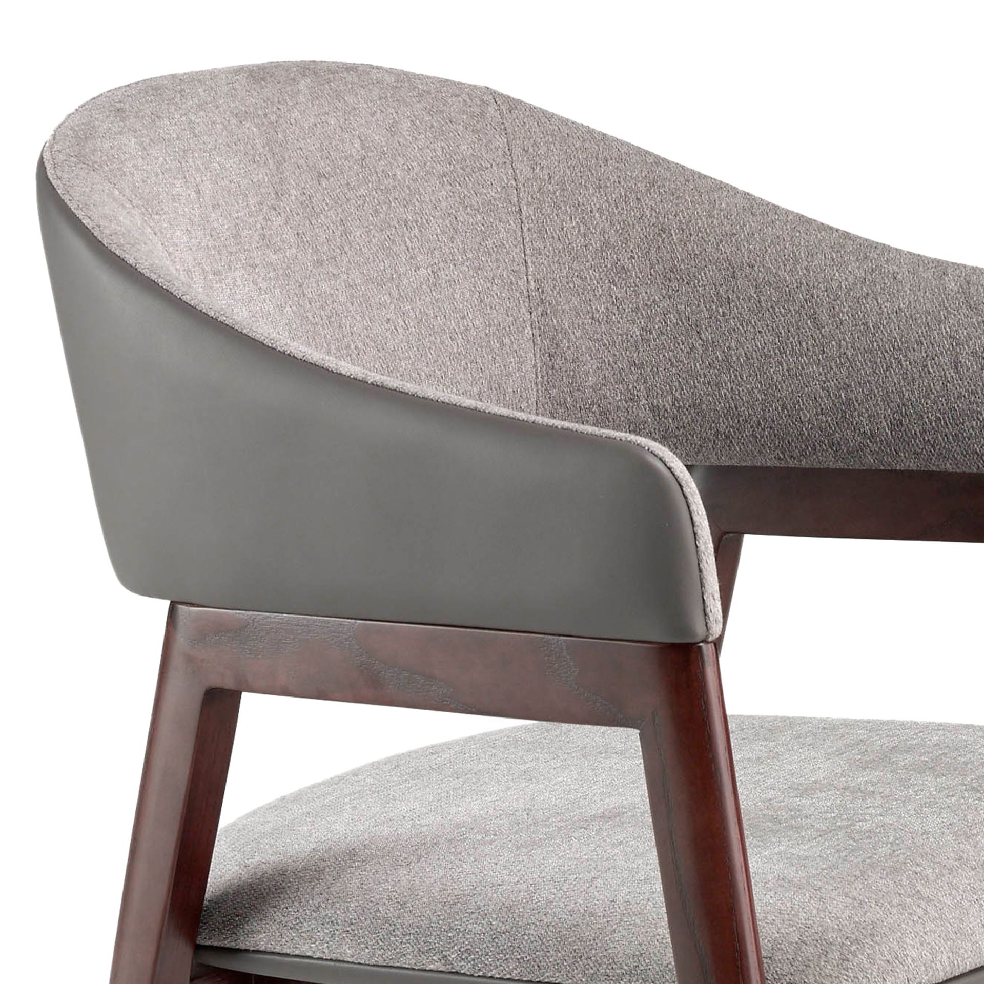 Grey fabric and dark mink leatherette chair