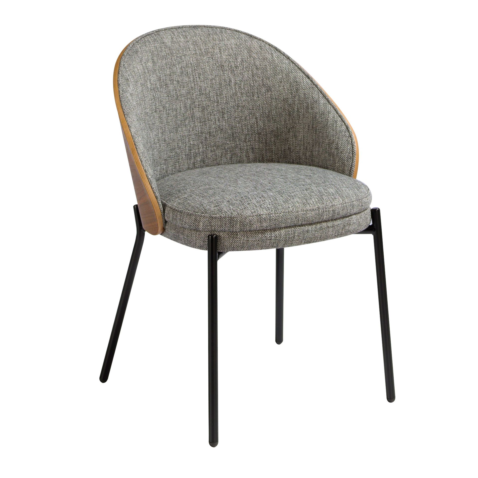 Grey fabric and walnut chair