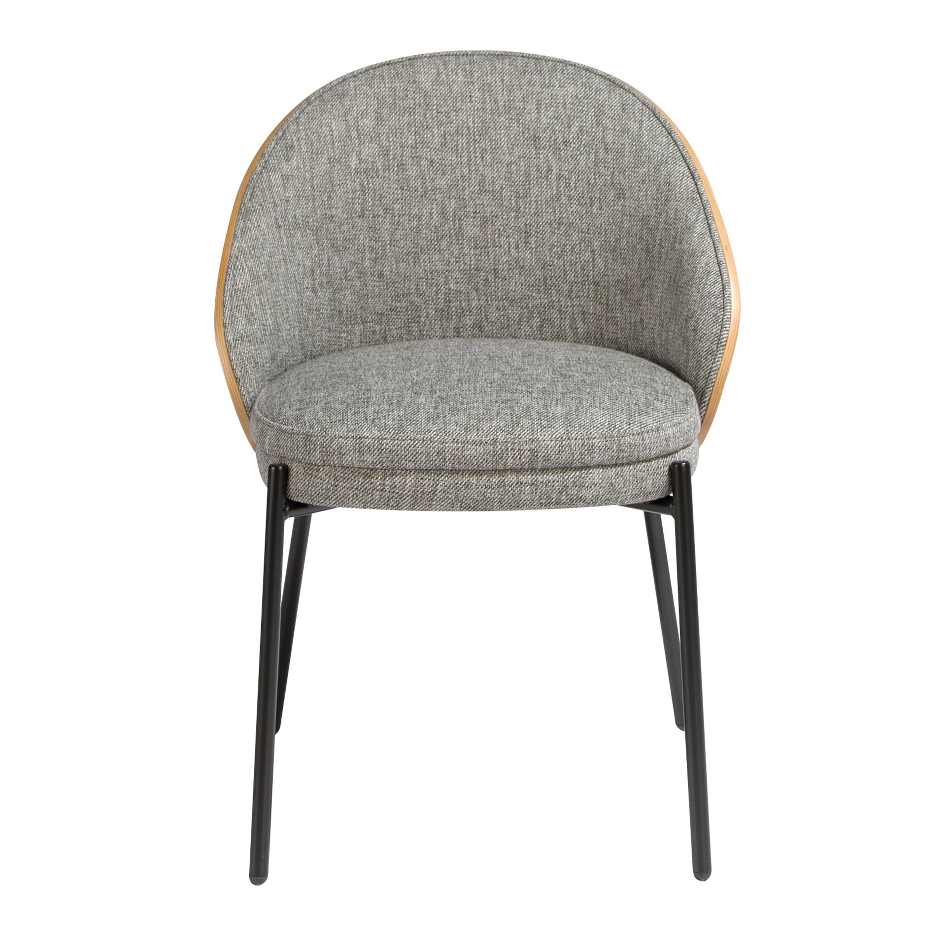 Grey fabric and walnut chair