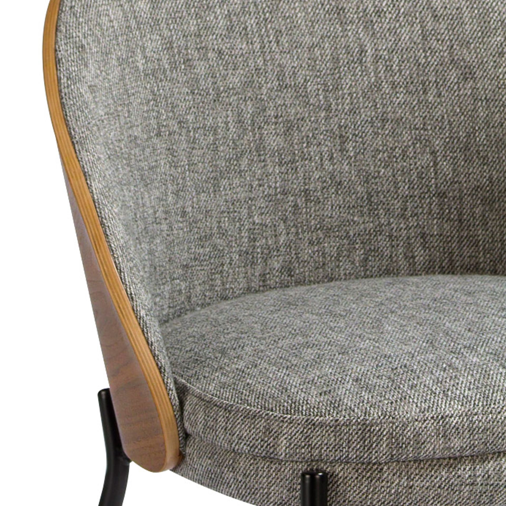 Grey fabric and walnut chair