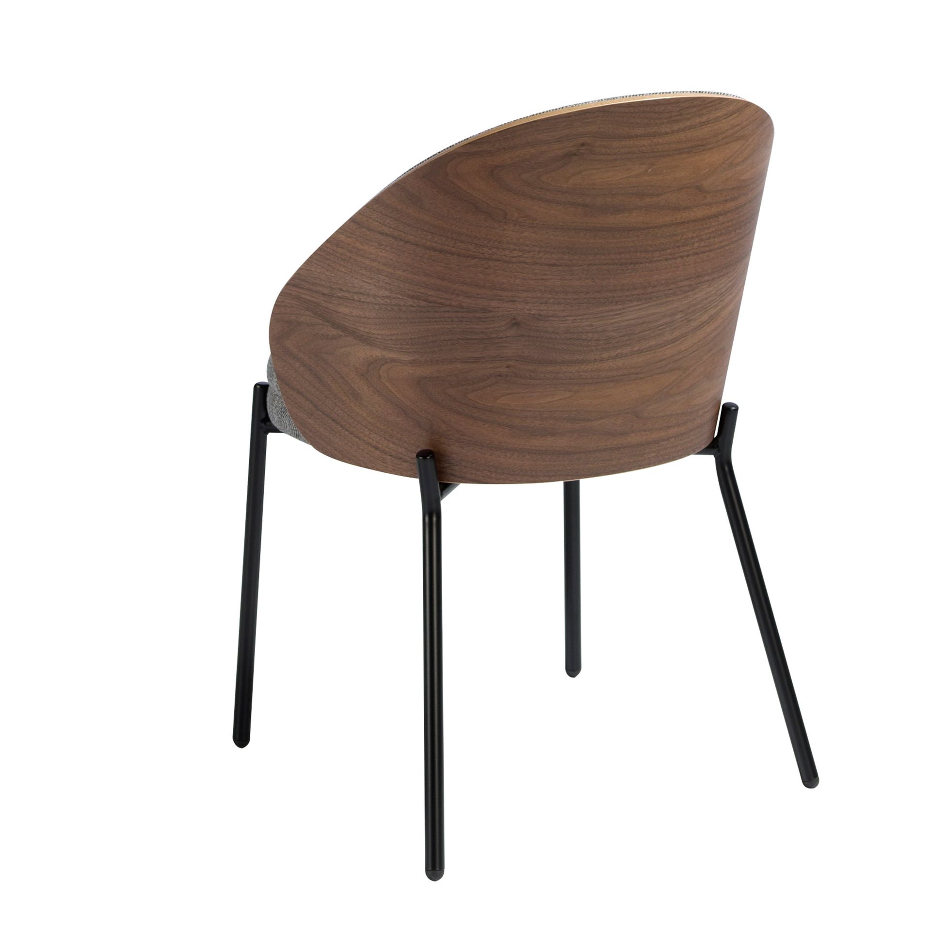 Grey fabric and walnut chair