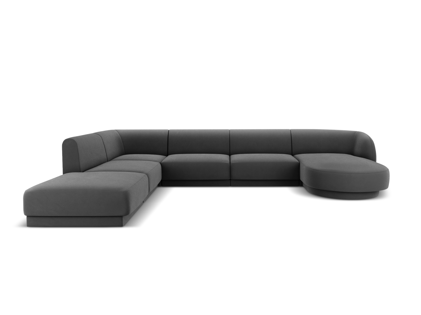 Velvet Panoramic Left Corner Sofa, "Miley", 6 Seats, 330x255x70
