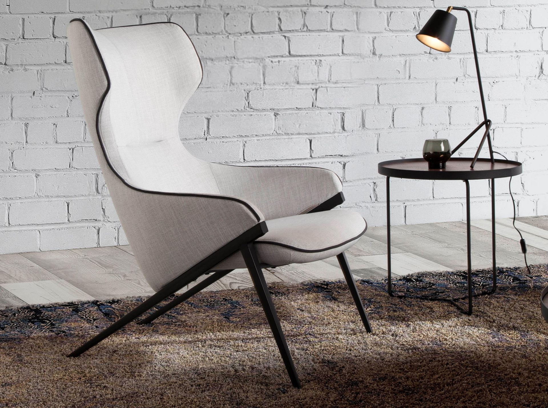 Grey fabric armchair