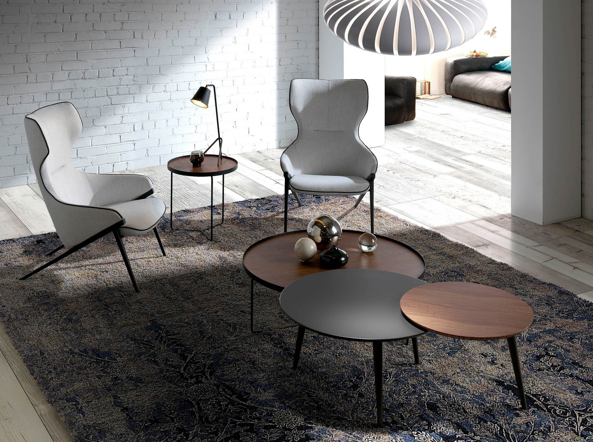 Grey fabric armchair