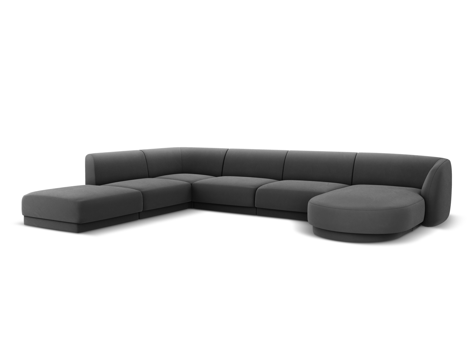 Velvet Panoramic Left Corner Sofa, "Miley", 6 Seats, 330x255x70