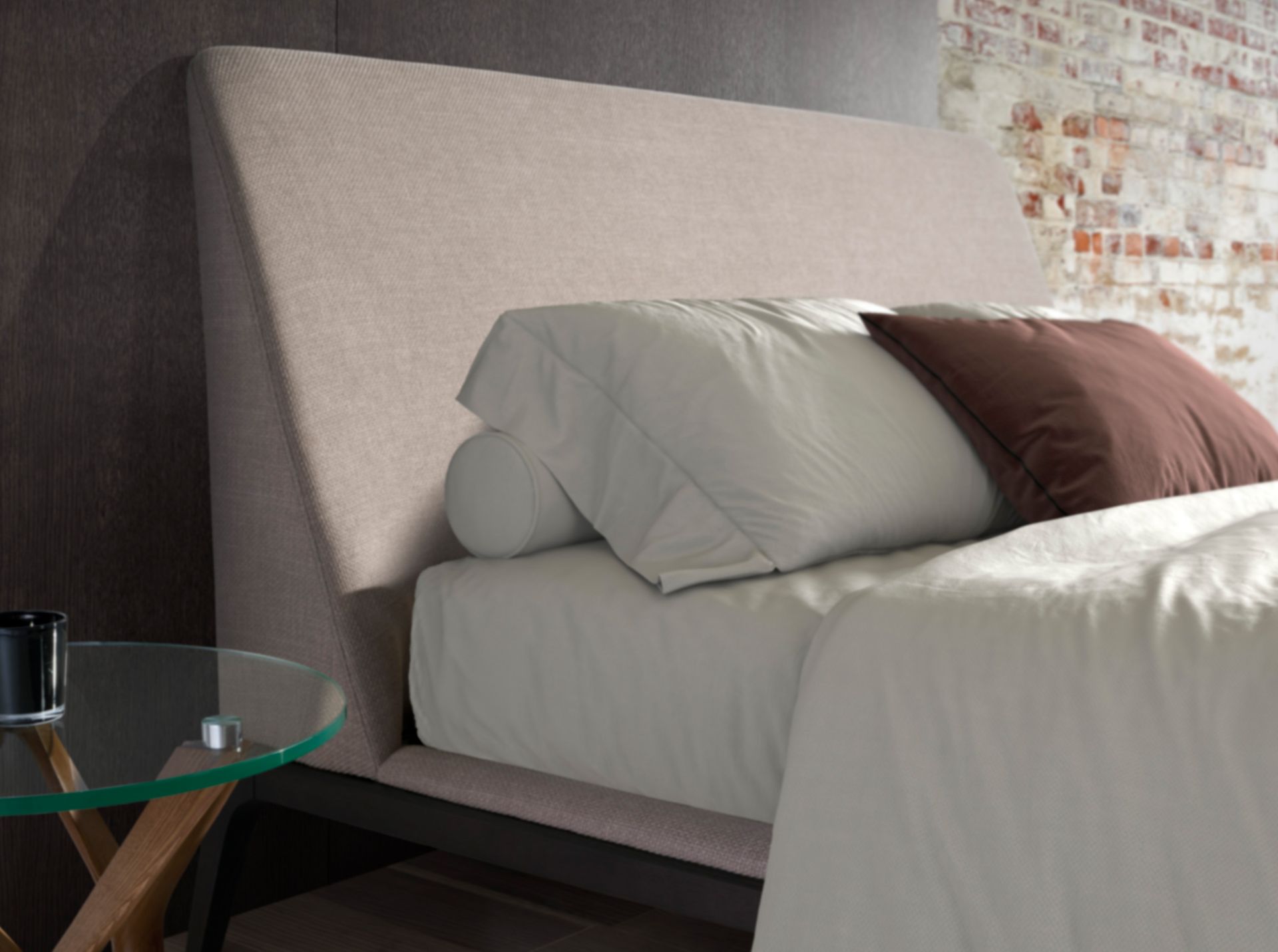 Grey fabric bed