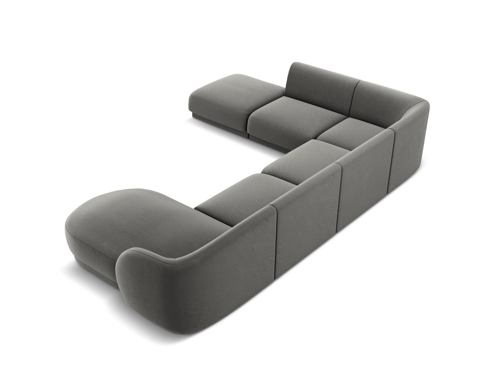 Velvet Panoramic Left Corner Sofa, "Miley", 6 Seats, 330x255x70