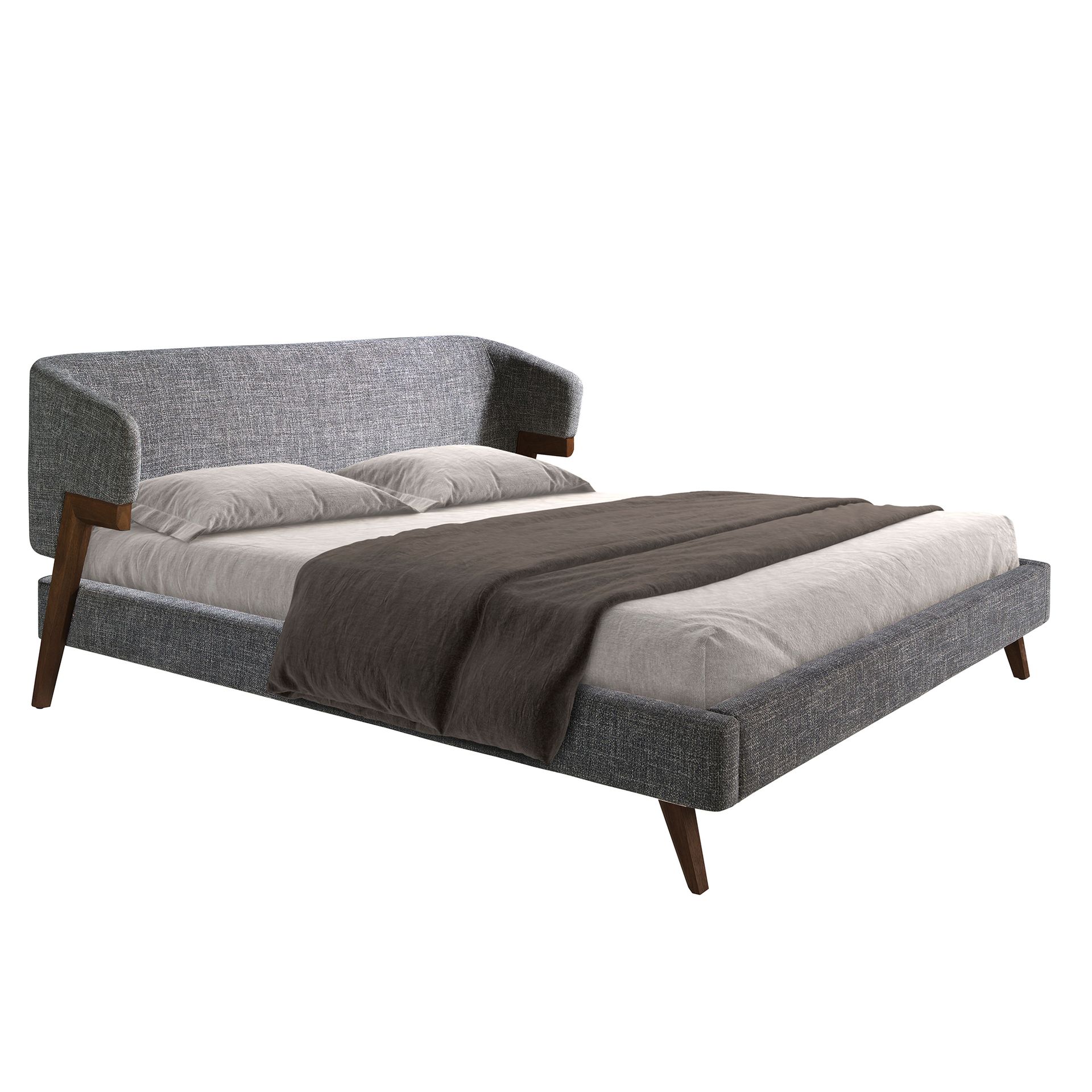 Grey fabric bed