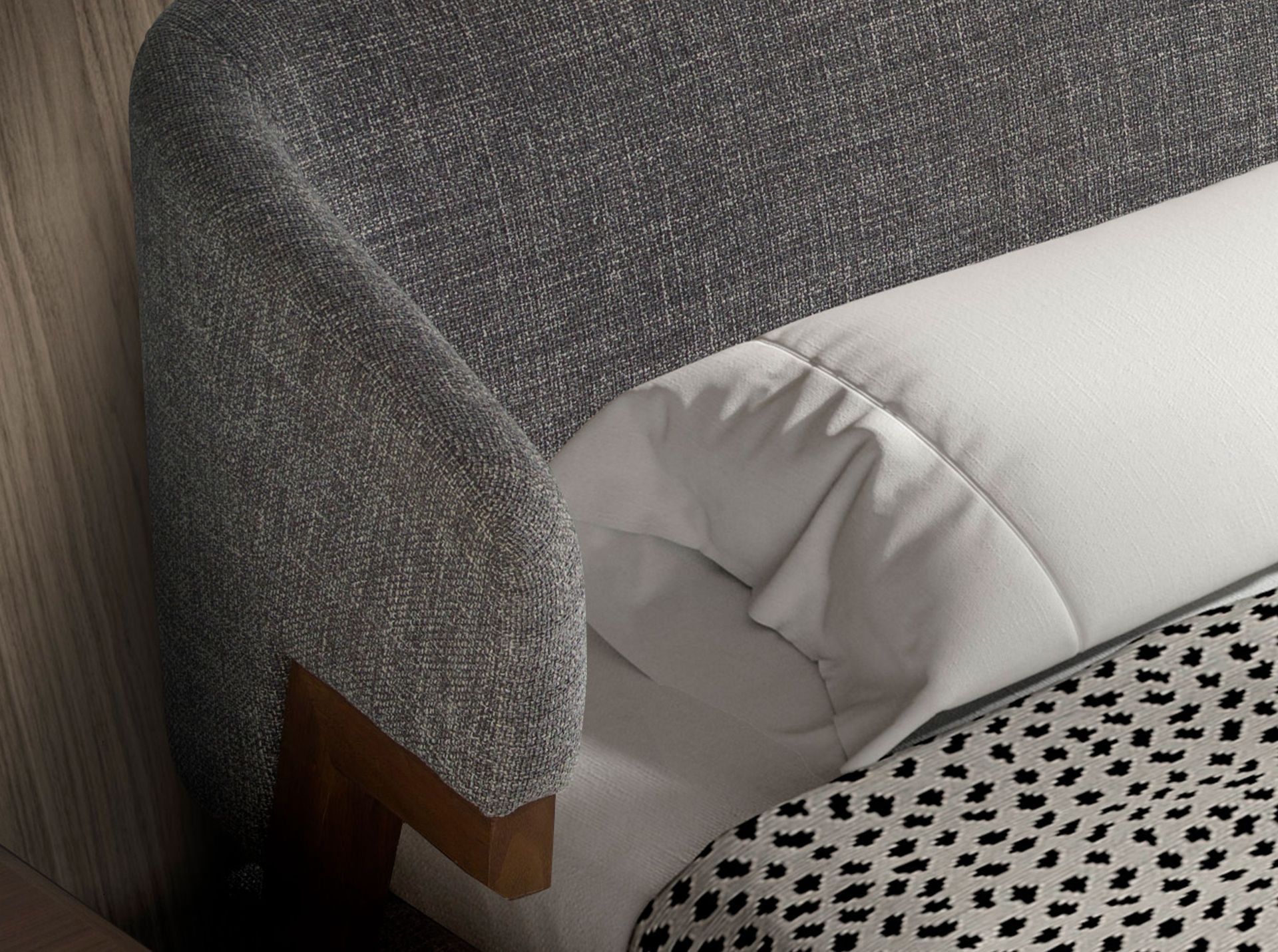 Grey fabric bed