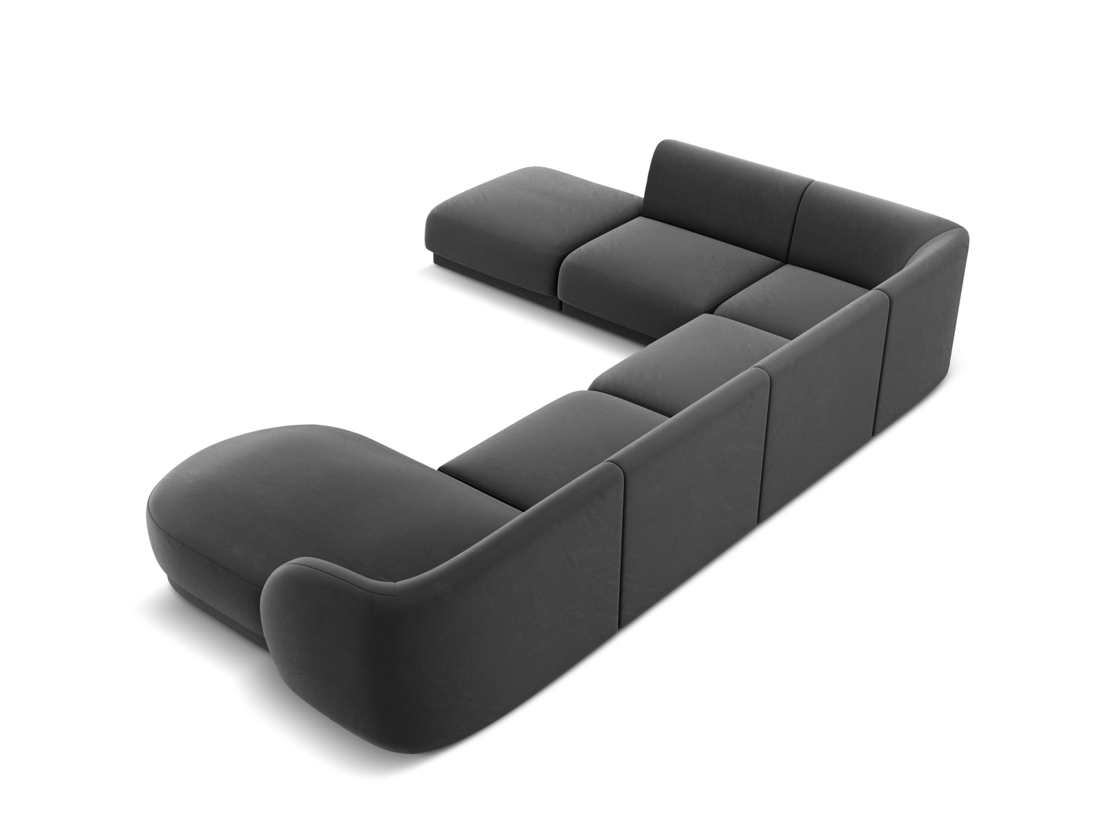 Velvet Panoramic Left Corner Sofa, "Miley", 6 Seats, 330x255x70