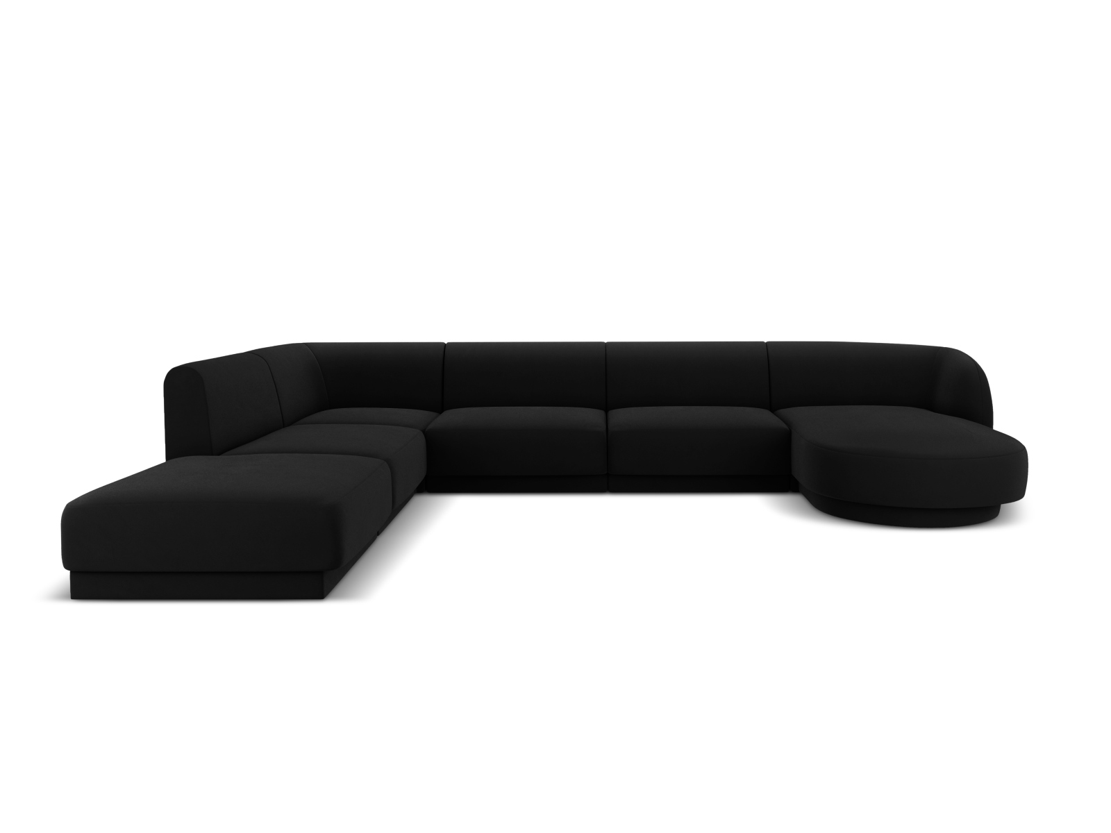 Velvet Panoramic Left Corner Sofa, "Miley", 6 Seats, 330x255x70