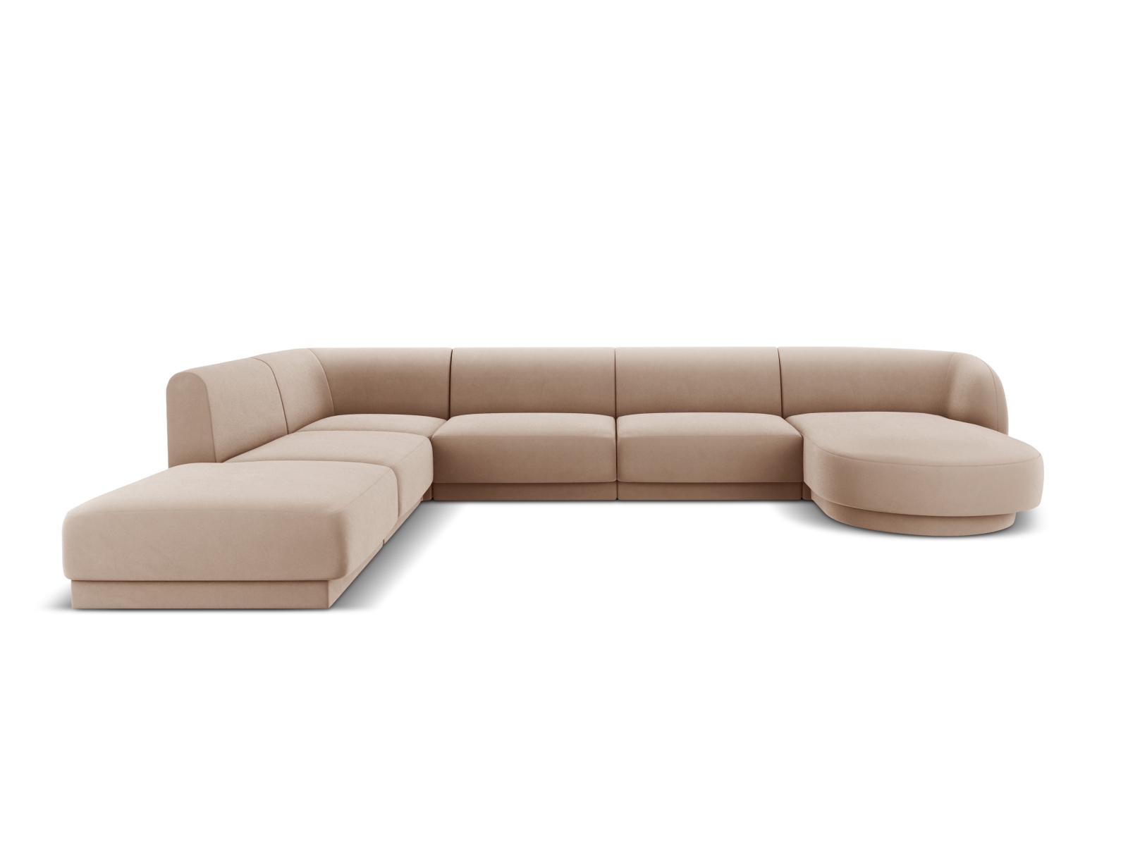 Velvet Panoramic Left Corner Sofa, "Miley", 6 Seats, 330x255x70