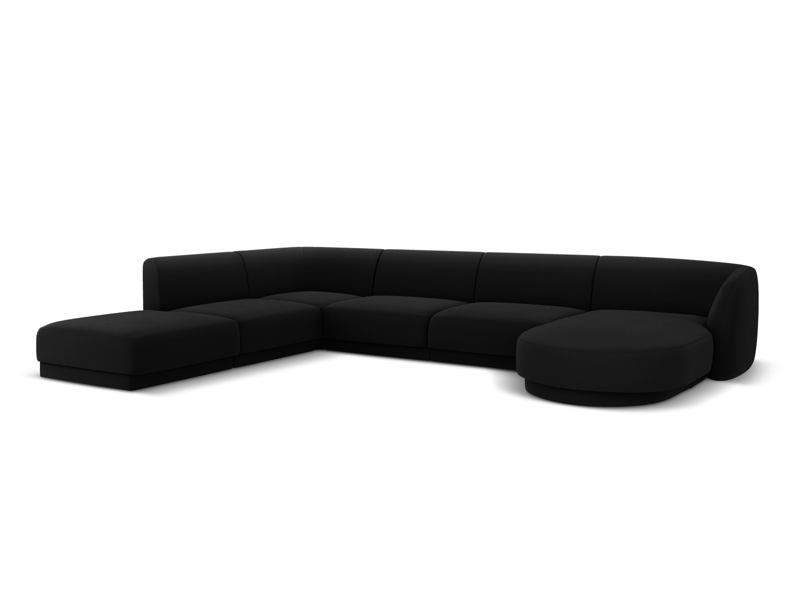 Velvet Panoramic Left Corner Sofa, "Miley", 6 Seats, 330x255x70