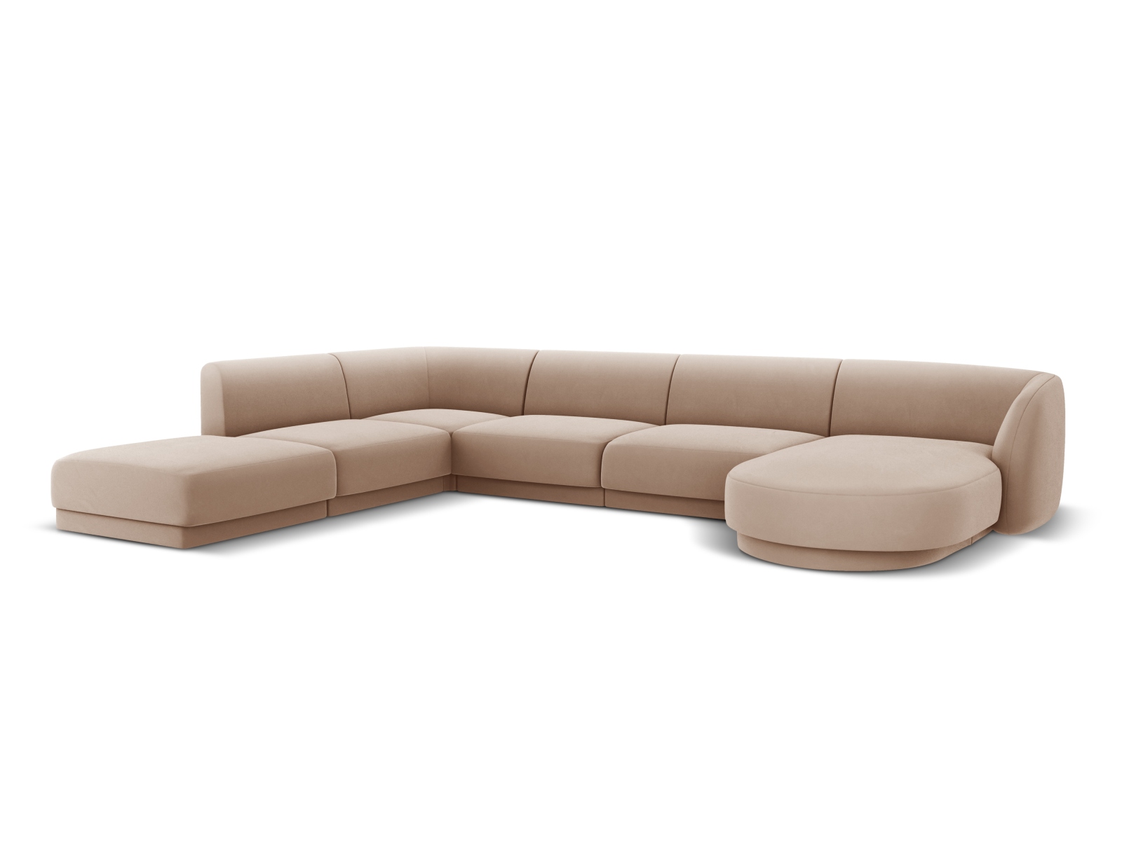 Velvet Panoramic Left Corner Sofa, "Miley", 6 Seats, 330x255x70