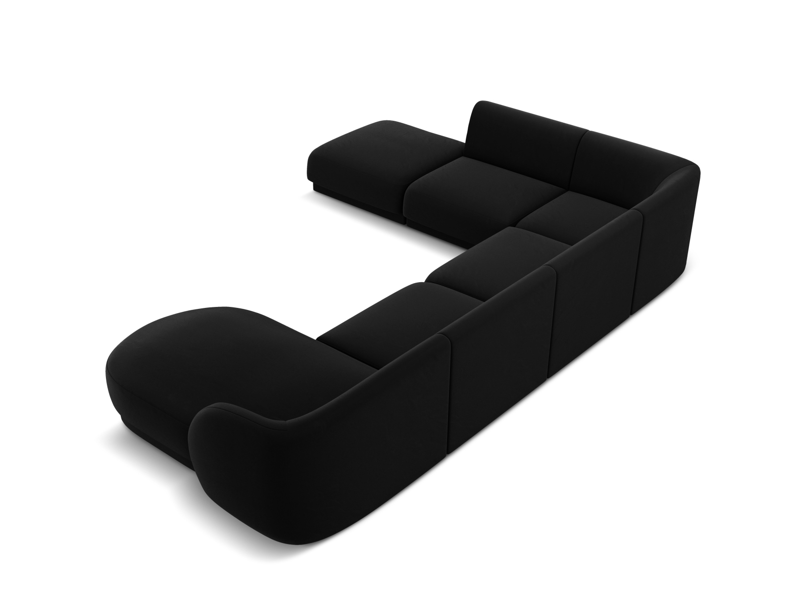Velvet Panoramic Left Corner Sofa, "Miley", 6 Seats, 330x255x70