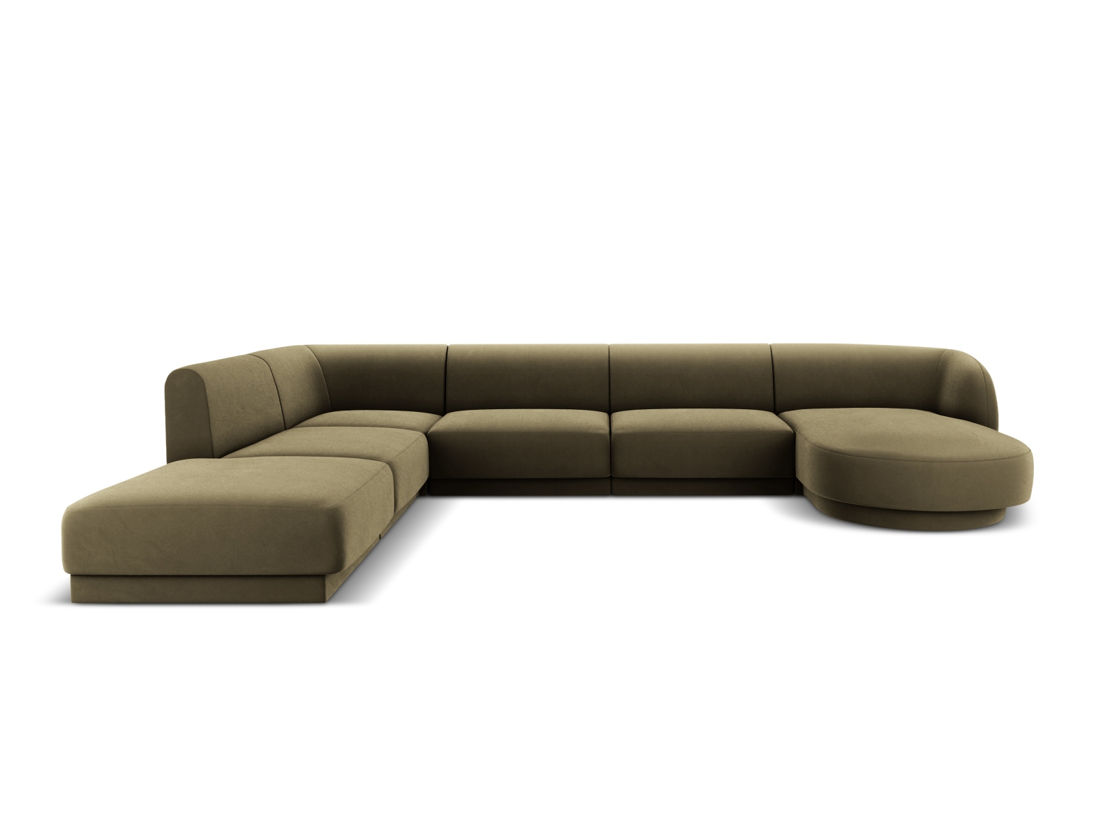 Velvet Panoramic Left Corner Sofa, "Miley", 6 Seats, 330x255x70