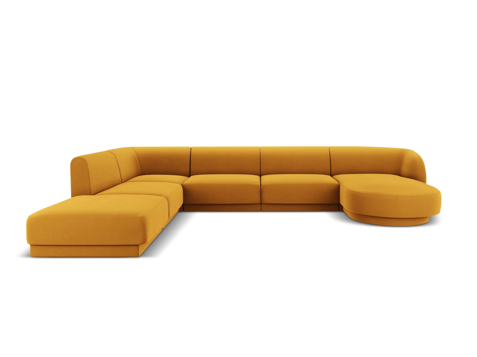 Velvet Panoramic Left Corner Sofa, "Miley", 6 Seats, 330x255x70