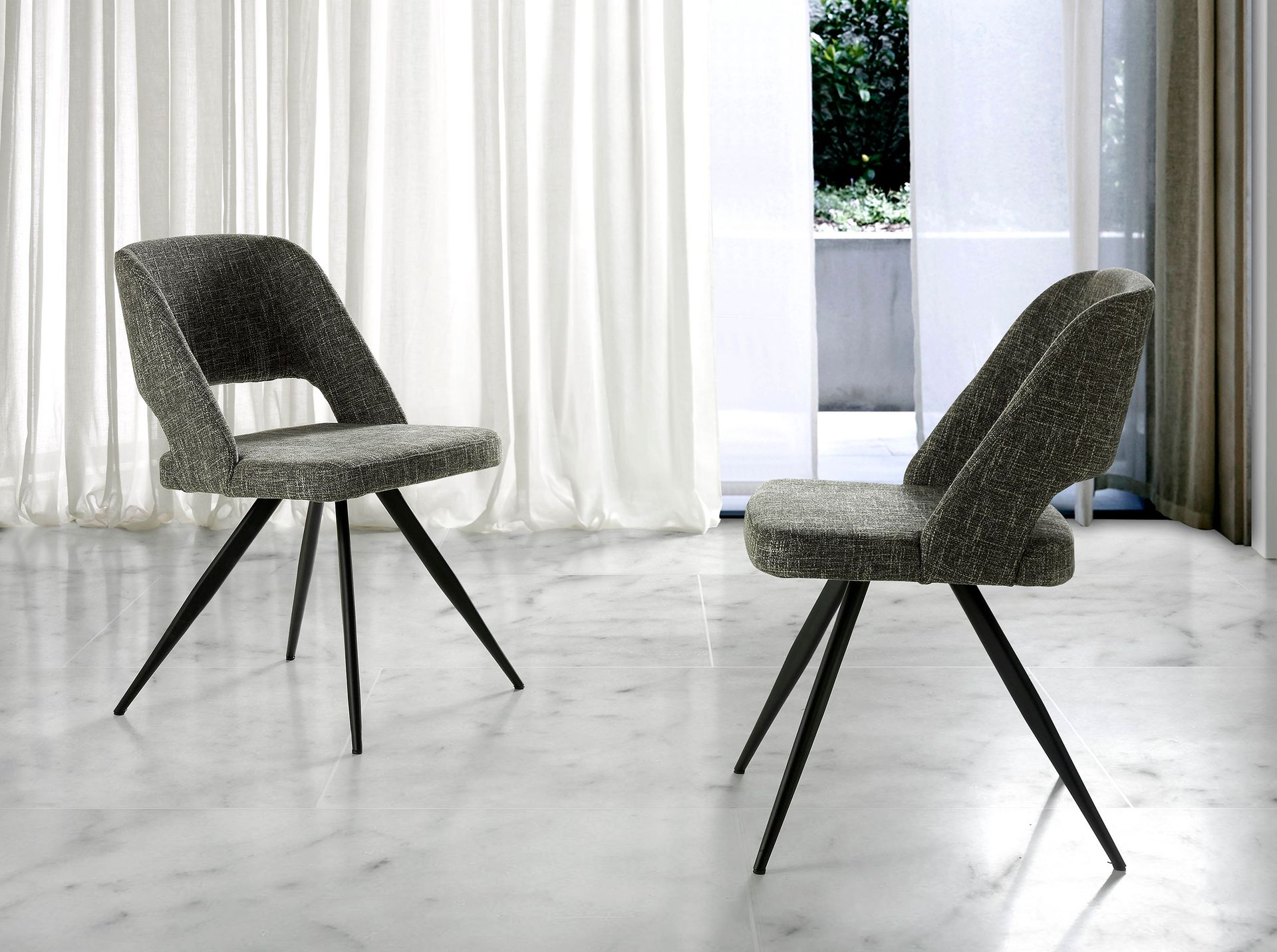 Grey fabric swivel chair
