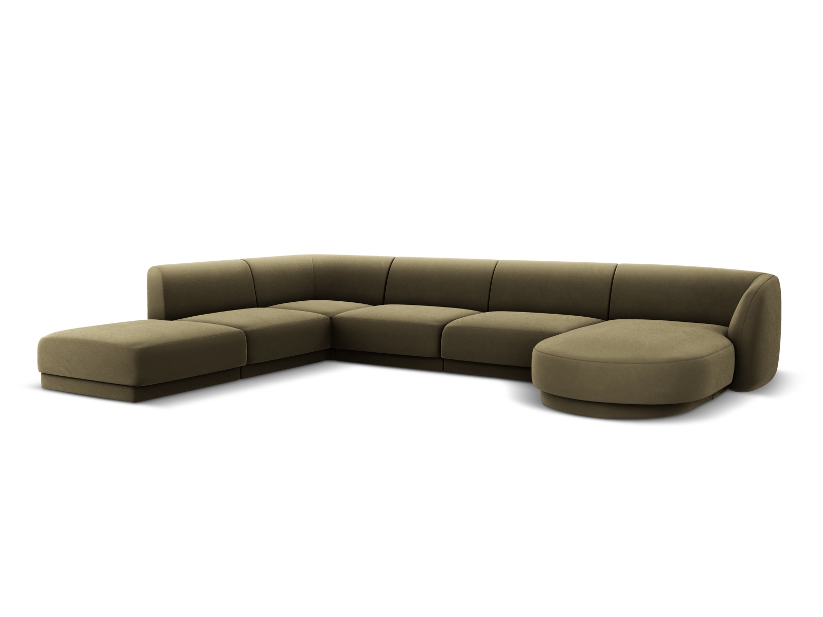 Velvet Panoramic Left Corner Sofa, "Miley", 6 Seats, 330x255x70