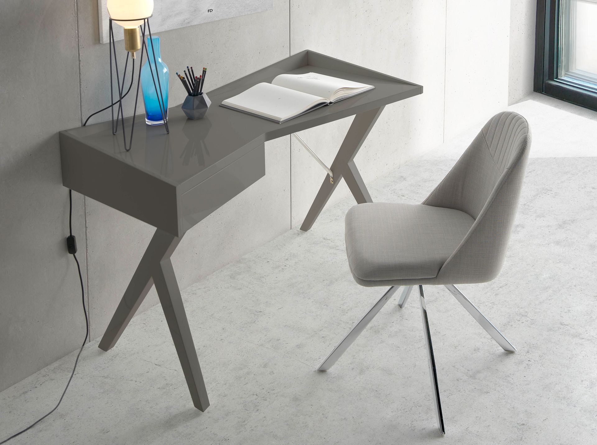 Grey fabric swivel chair