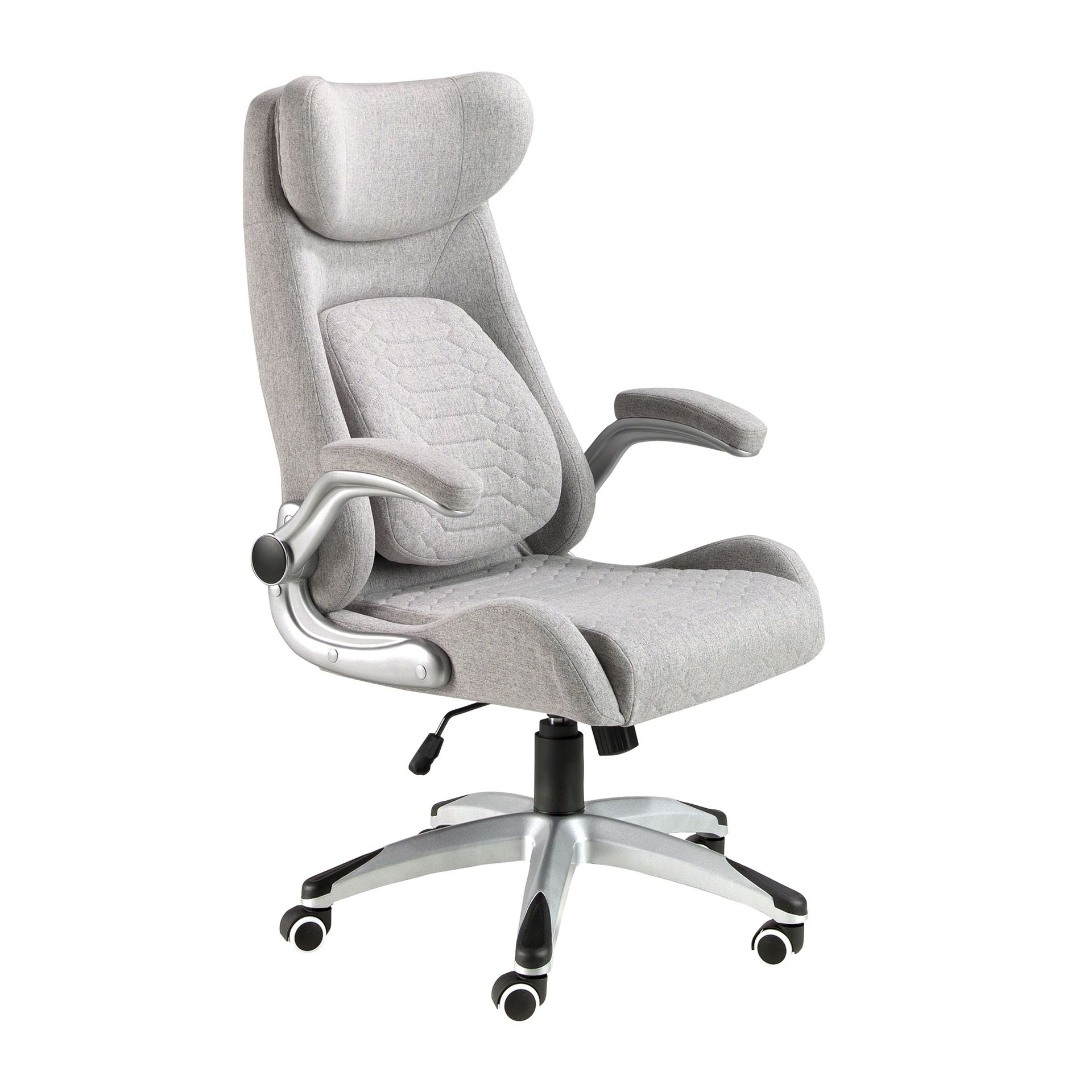 Grey fabric swivel office chair