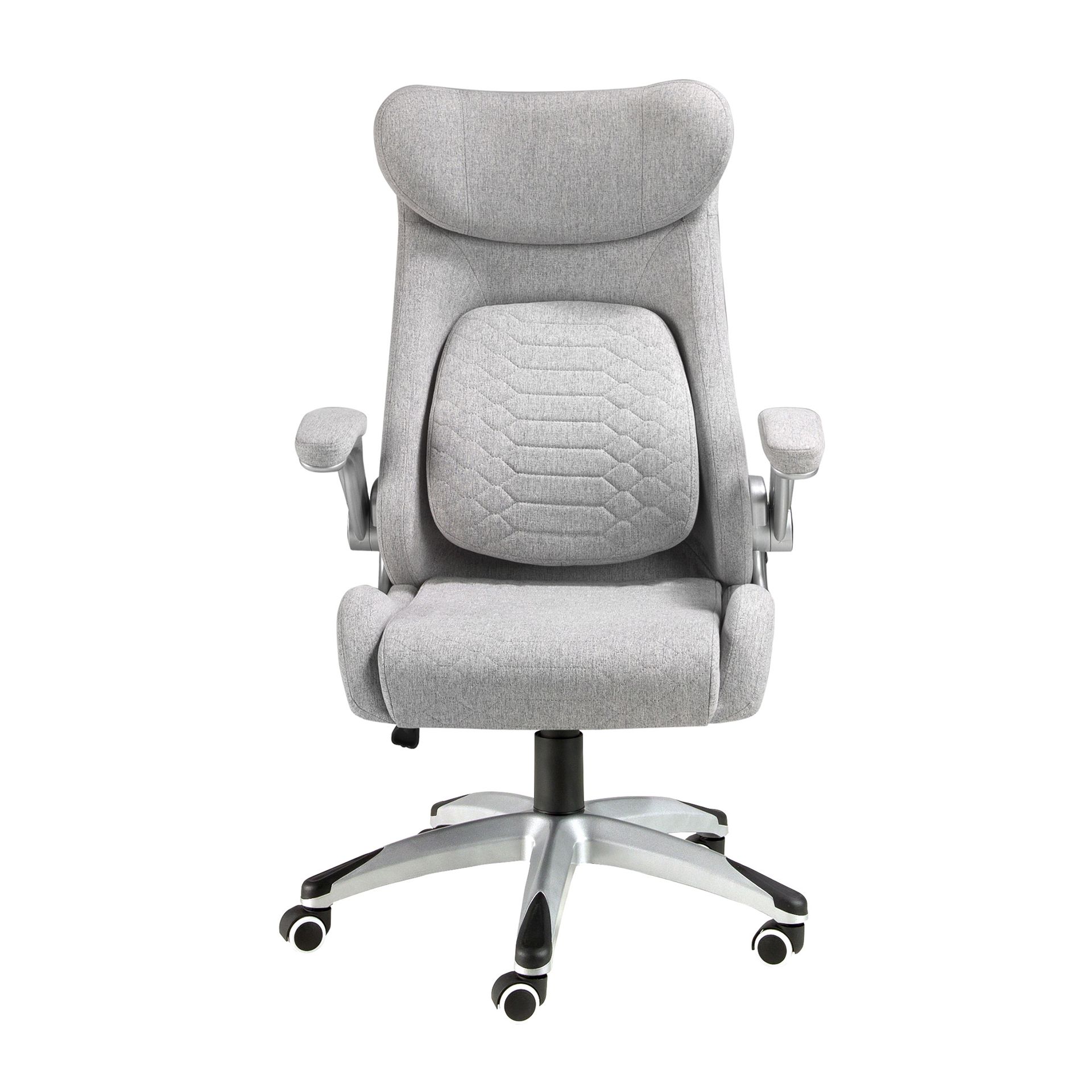 Grey fabric swivel office chair
