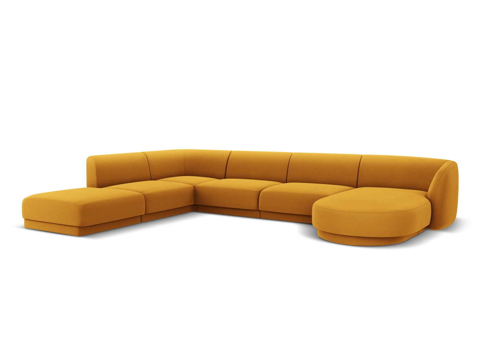 Velvet Panoramic Left Corner Sofa, "Miley", 6 Seats, 330x255x70