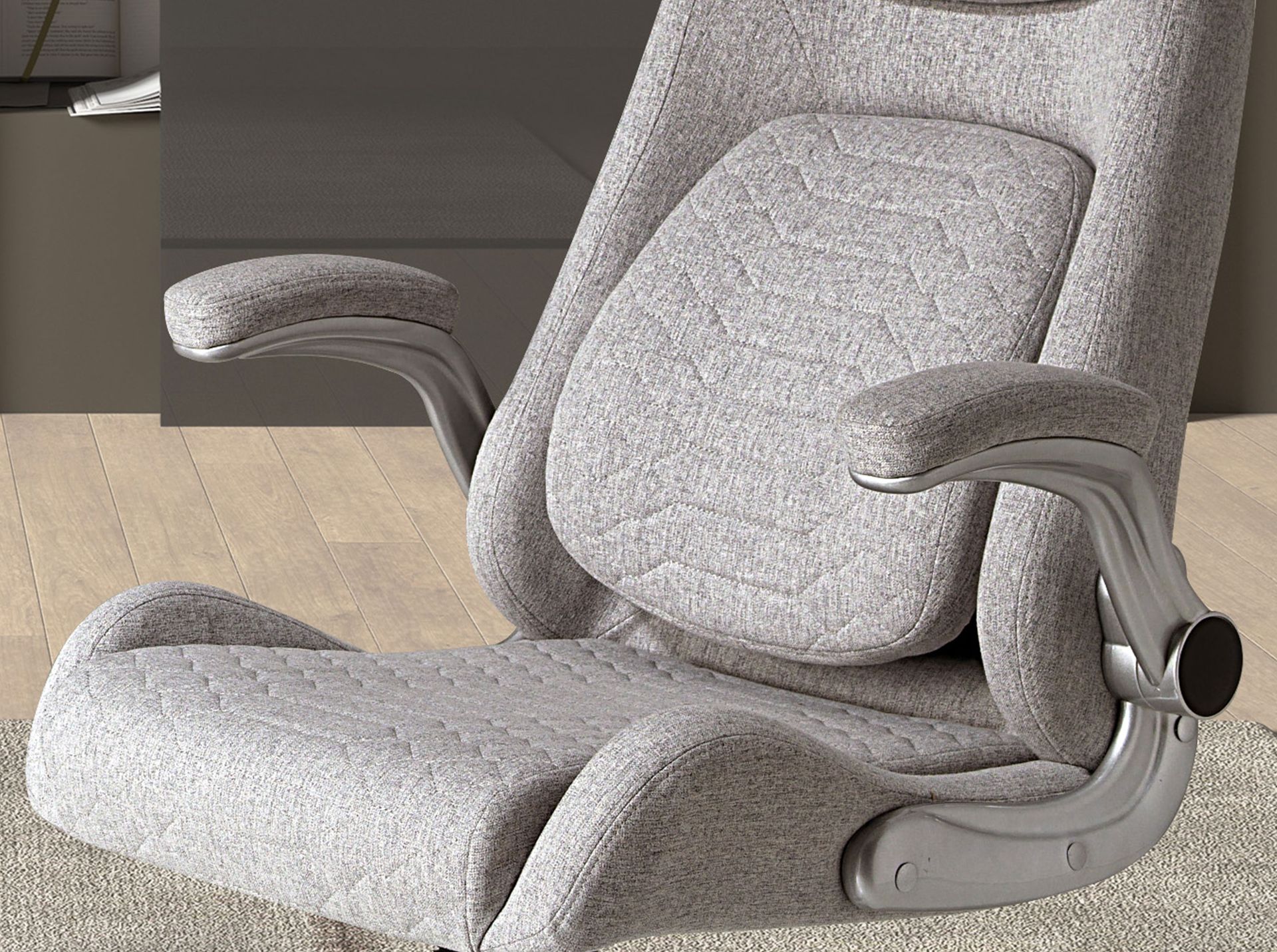 Grey fabric swivel office chair