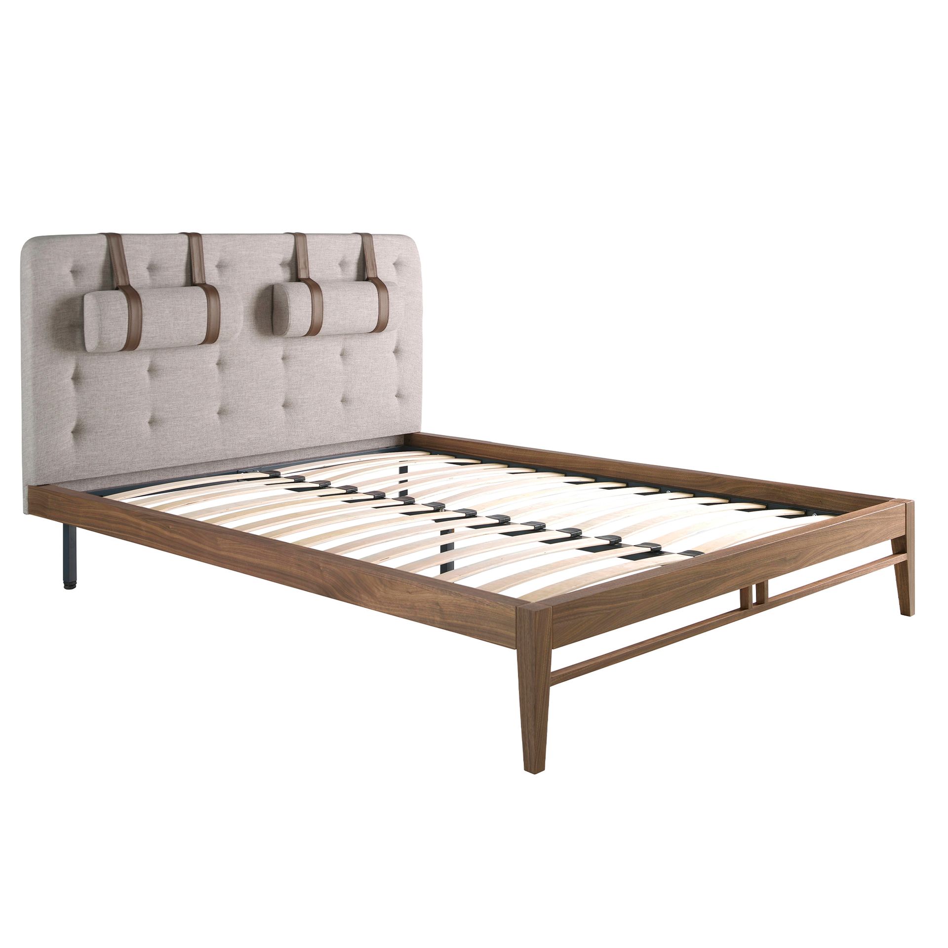 Grey fabric tufted bed