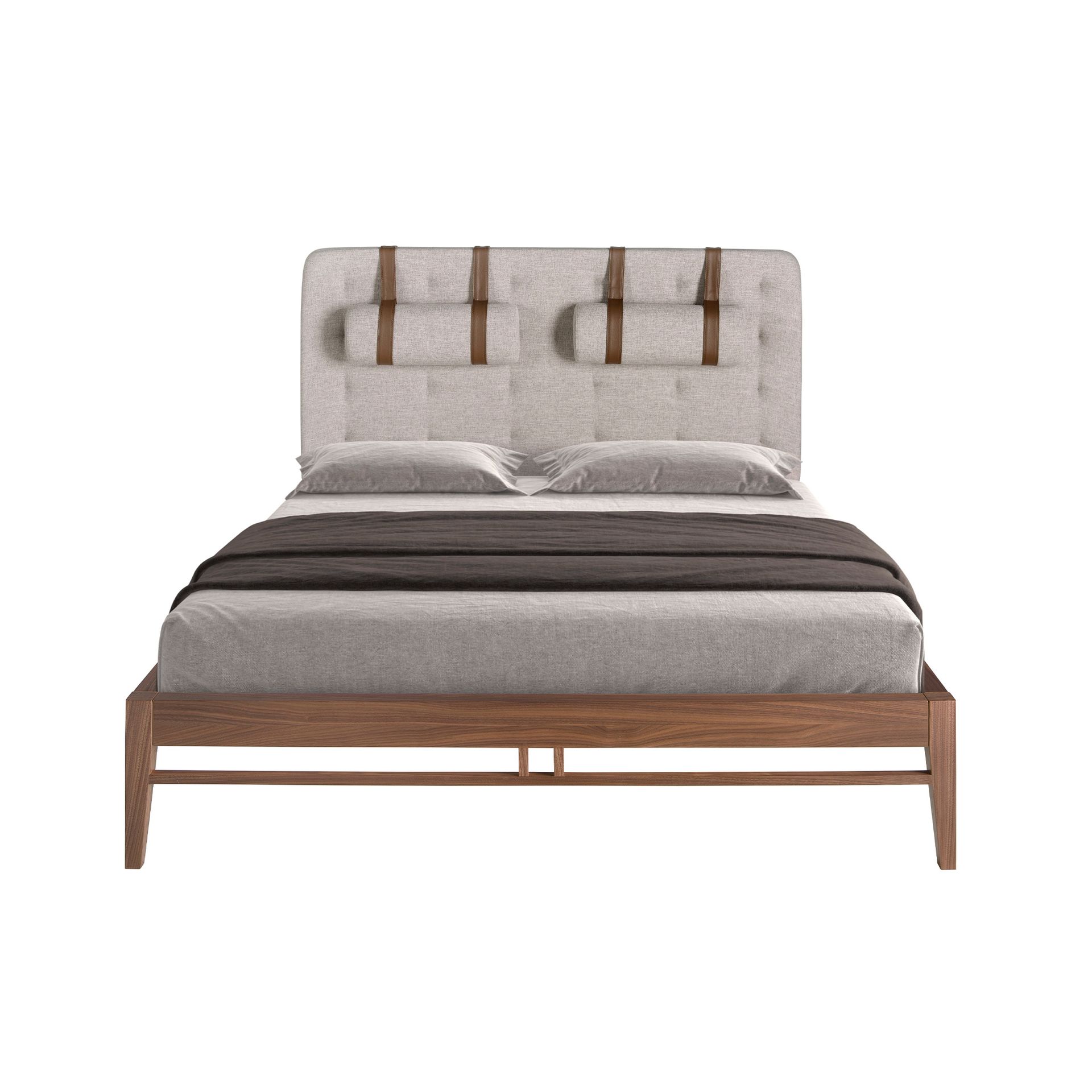 Grey fabric tufted bed