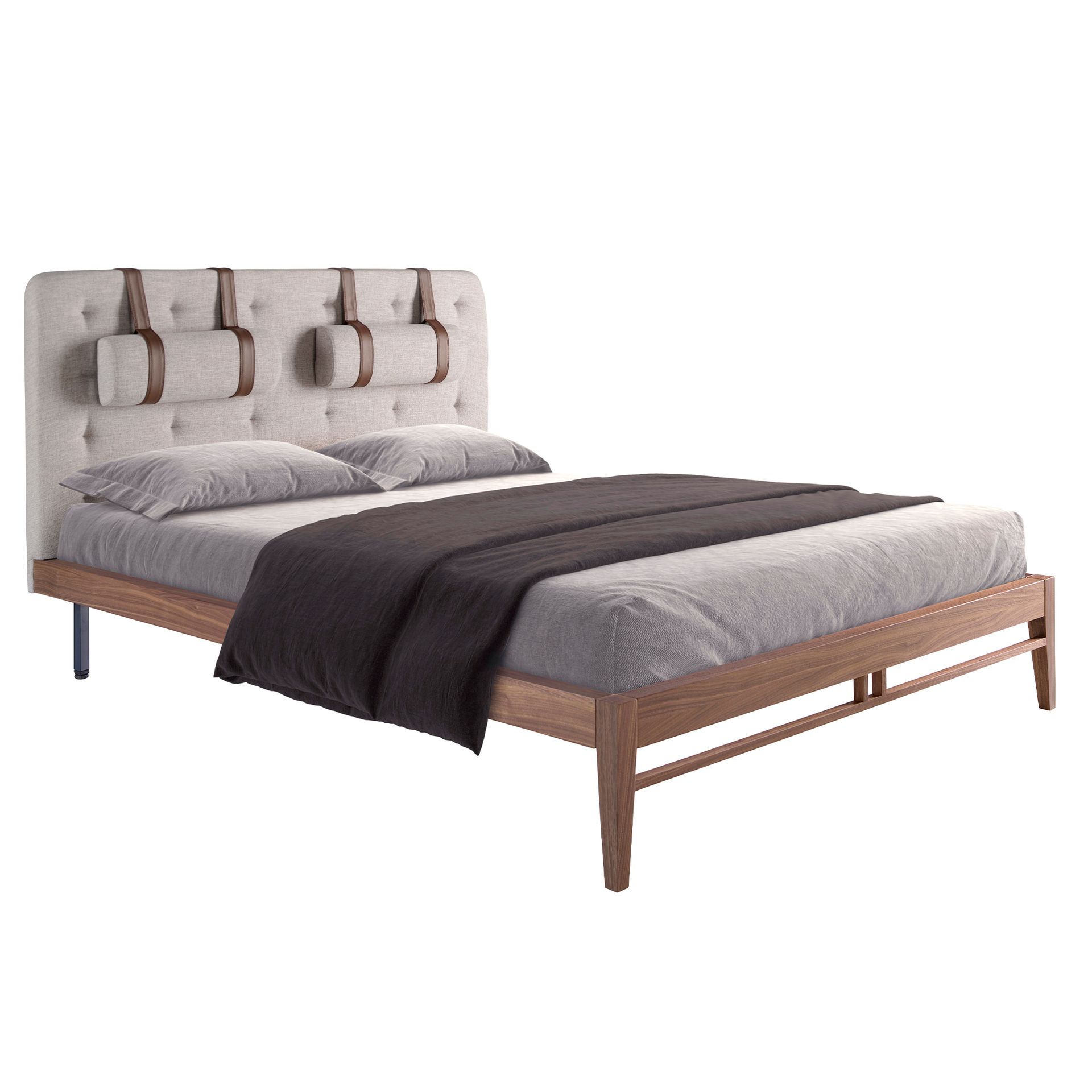 Grey fabric tufted bed