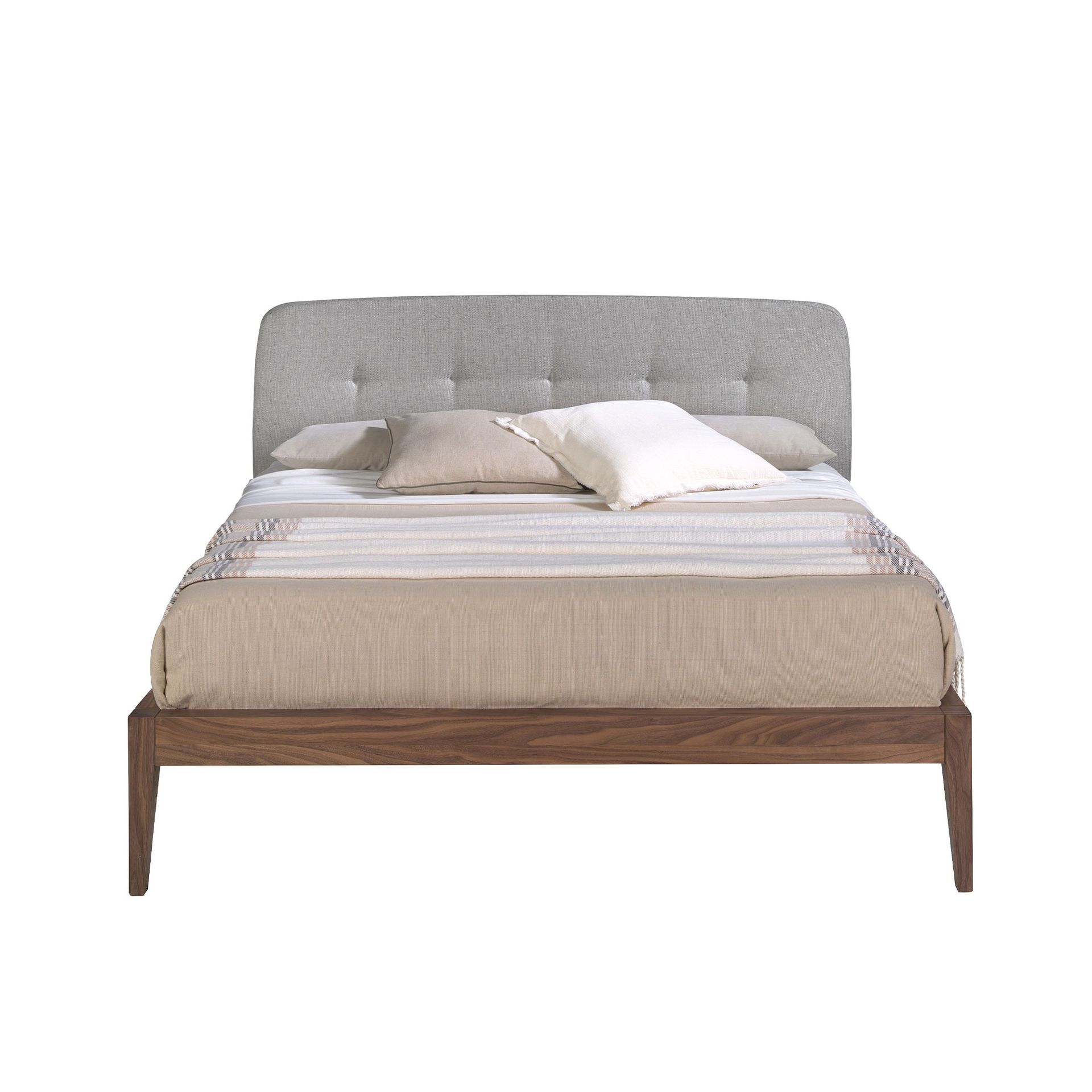 Grey fabric tufted bed
