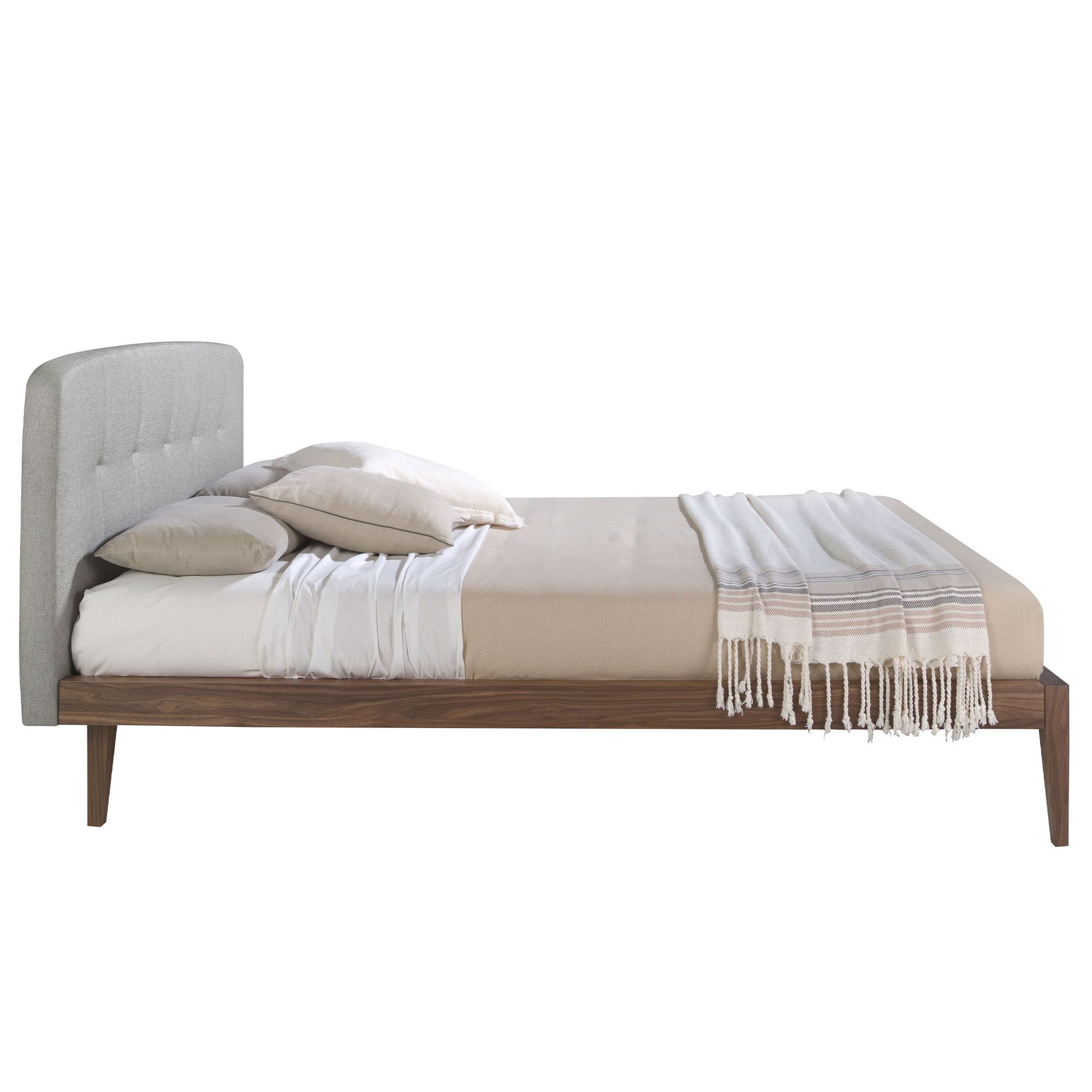 Grey fabric tufted bed