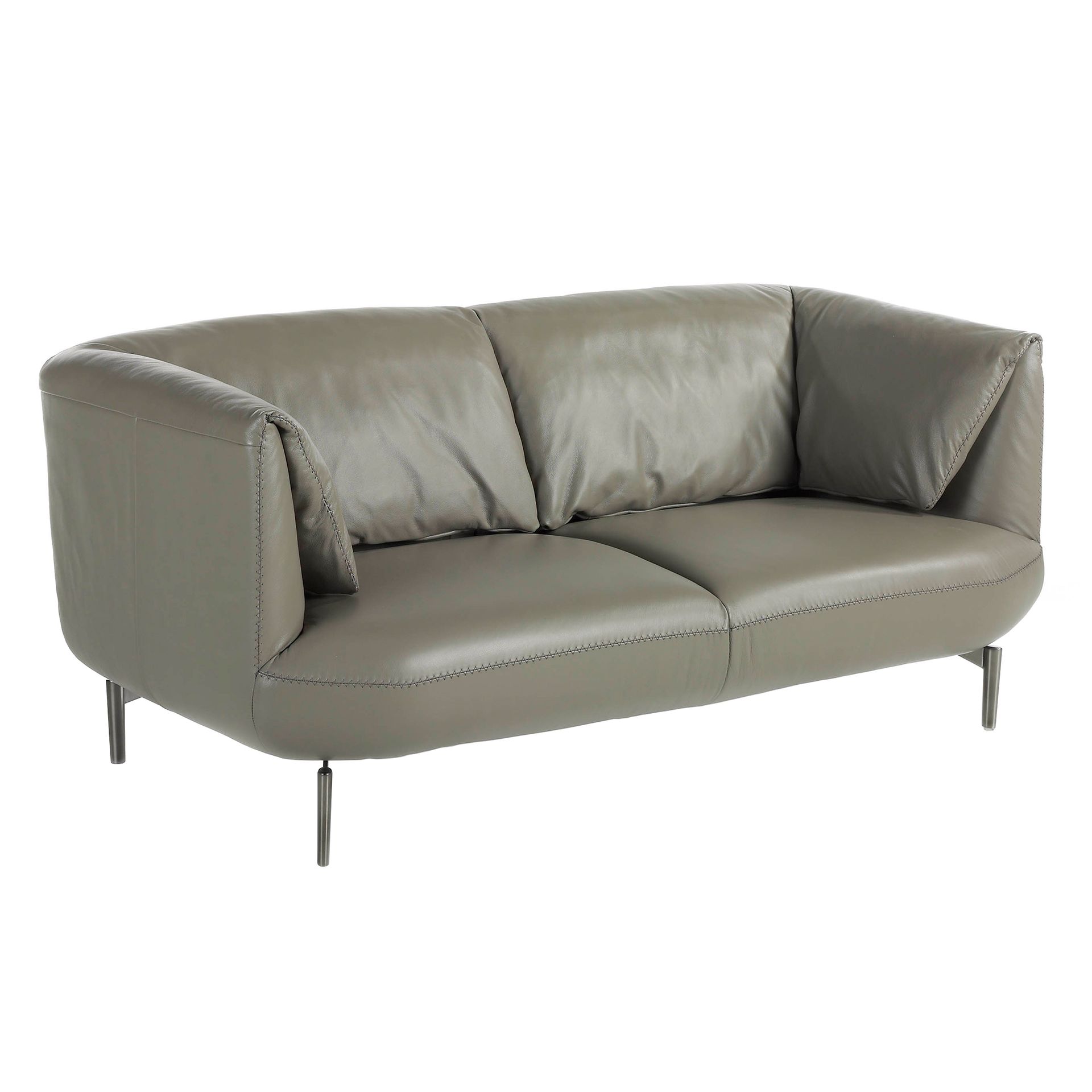 Grey leather 2 seater sofa