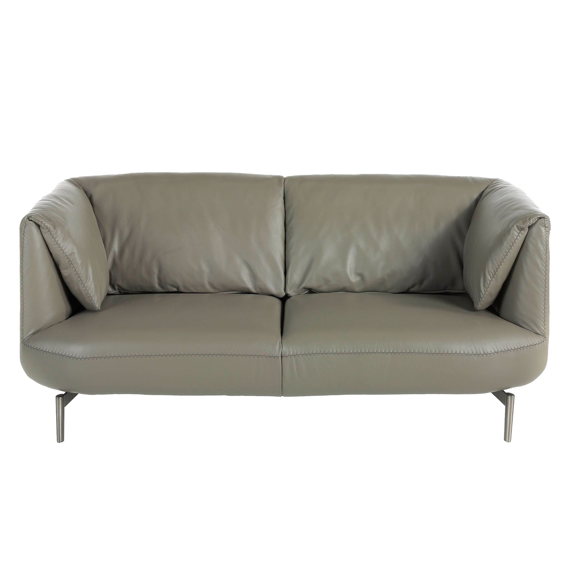 Grey leather 2 seater sofa