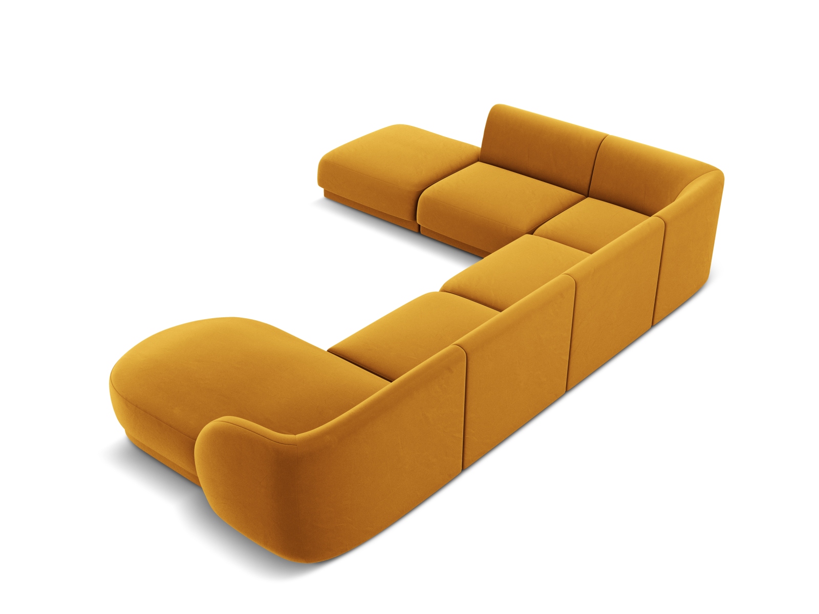 Velvet Panoramic Left Corner Sofa, "Miley", 6 Seats, 330x255x70