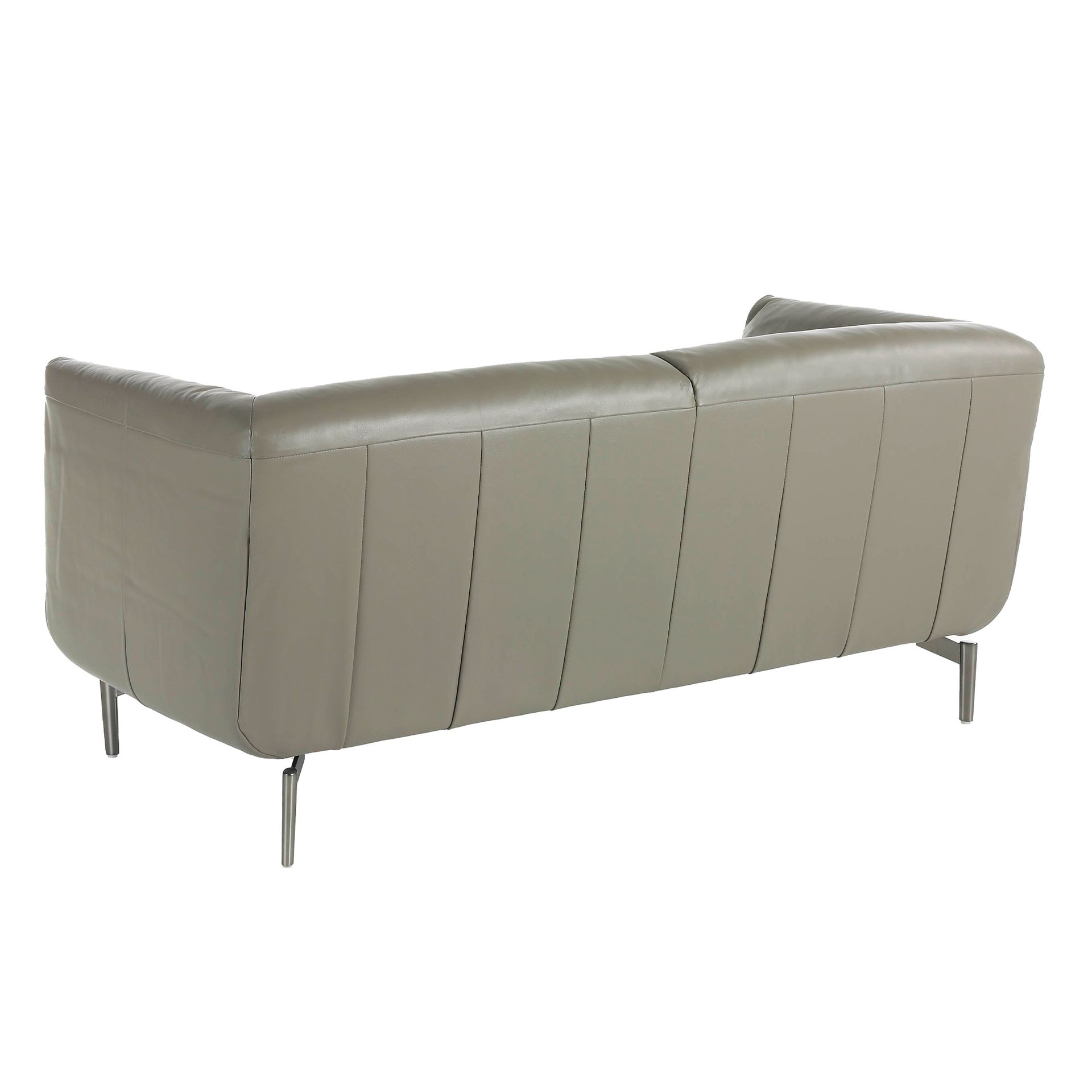 Grey leather 2 seater sofa