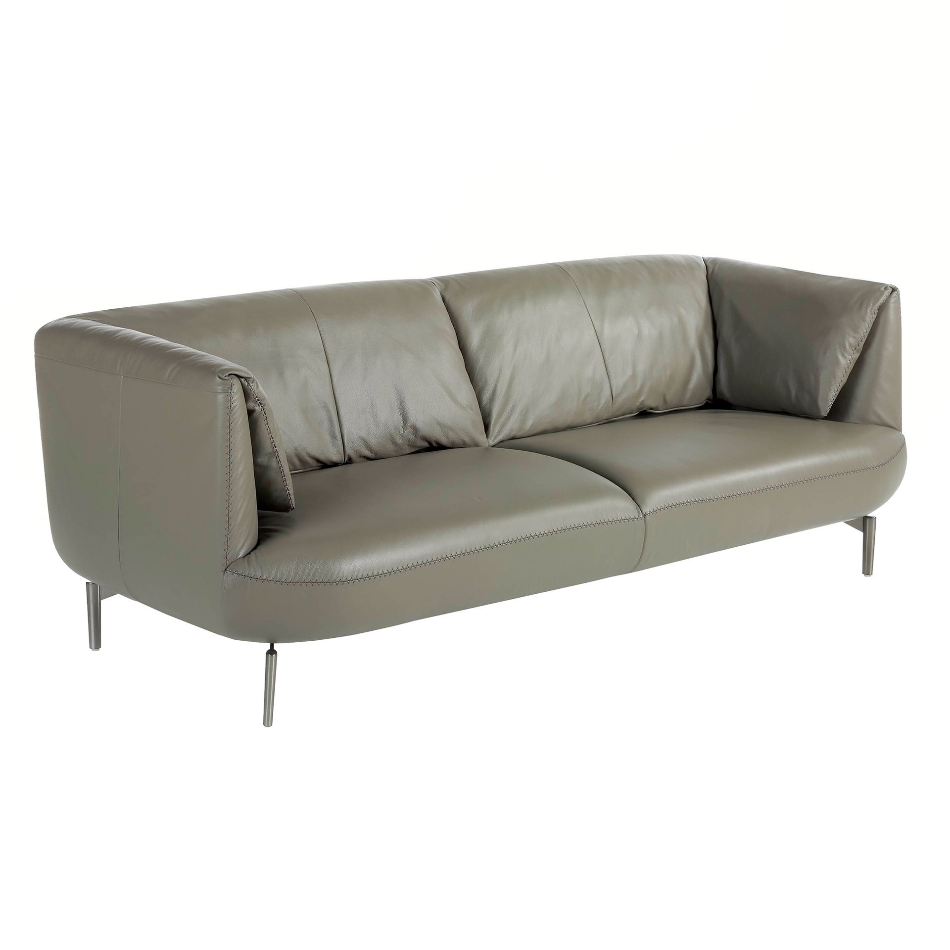 Grey leather 3 seater sofa